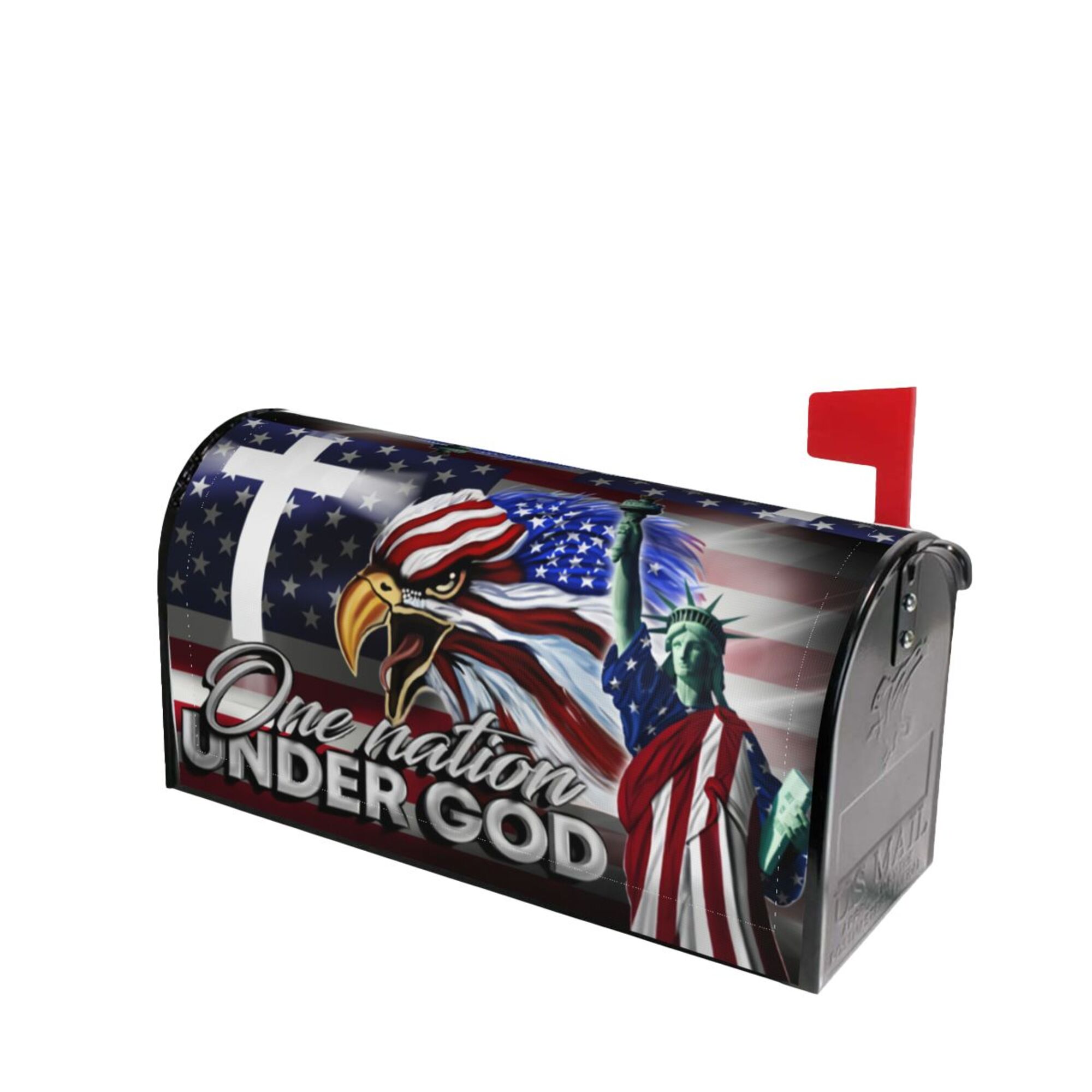 American Mailbox Cover US Eagle Cross Freedom Grommet Flag One Nation Under God