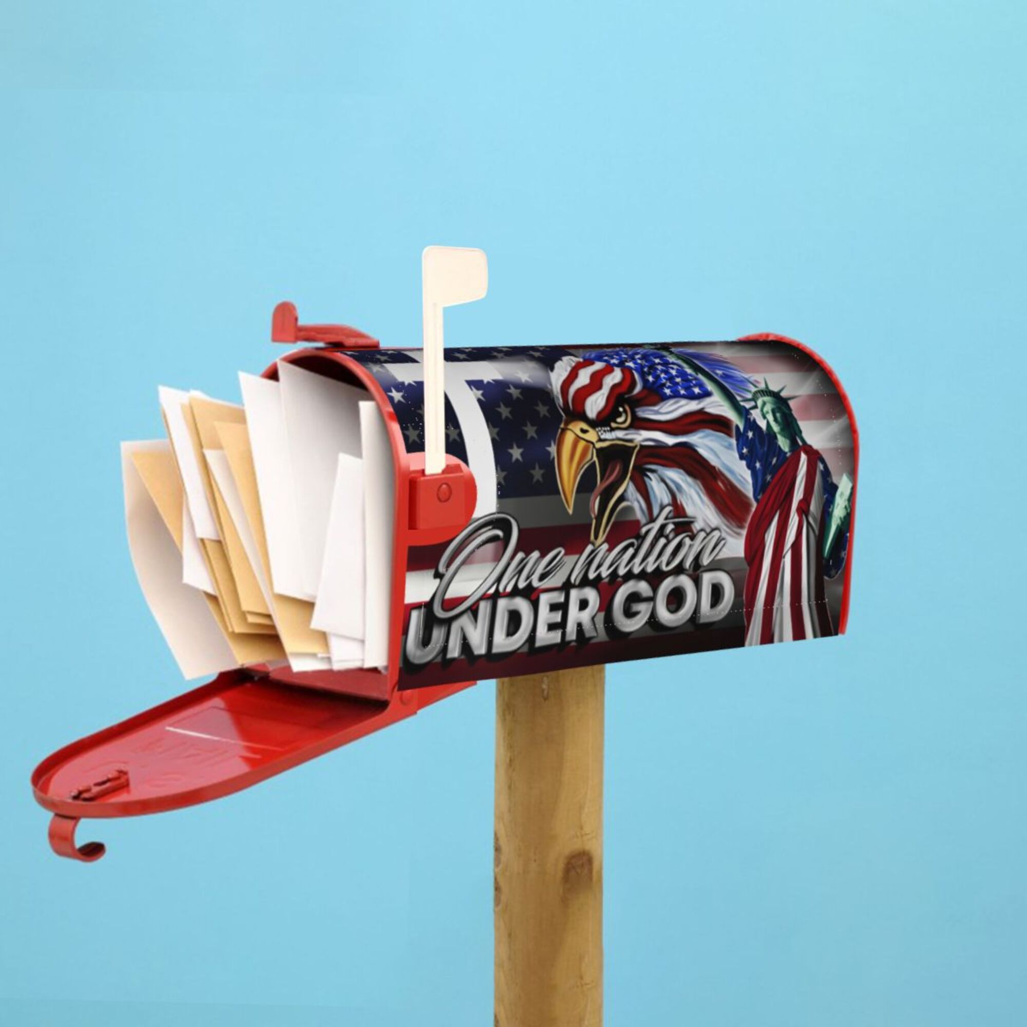 American Mailbox Cover US Eagle Cross Freedom Grommet Flag One Nation Under God