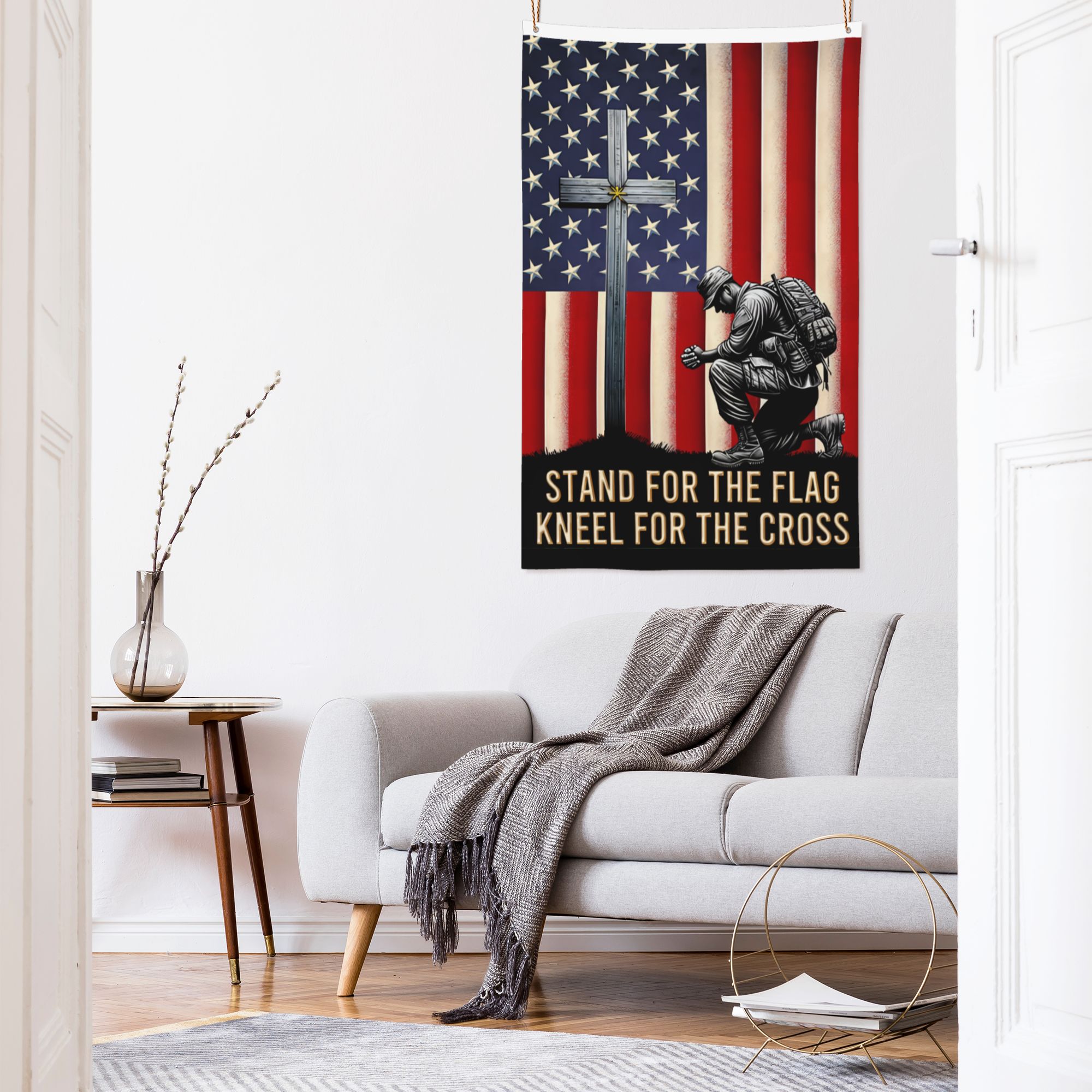 American Veteran Flag With Cross Veteran Day Christ Flag Stand For The Flag Kneel For The Cross