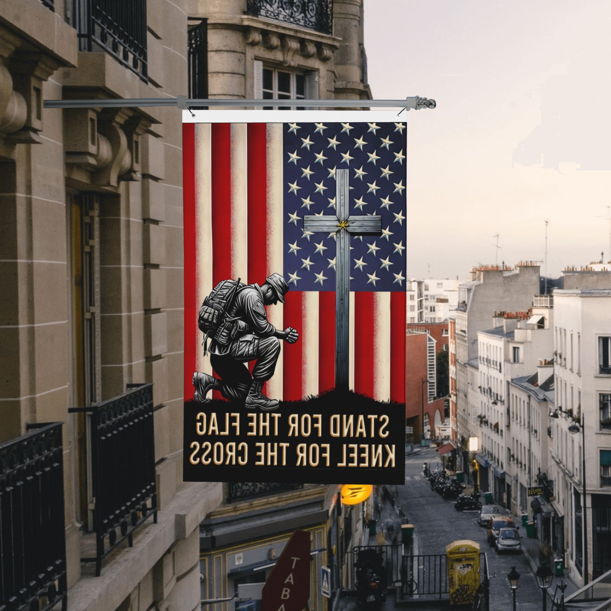 American Veteran Flag With Cross Veteran Day Christ Flag Stand For The Flag Kneel For The Cross
