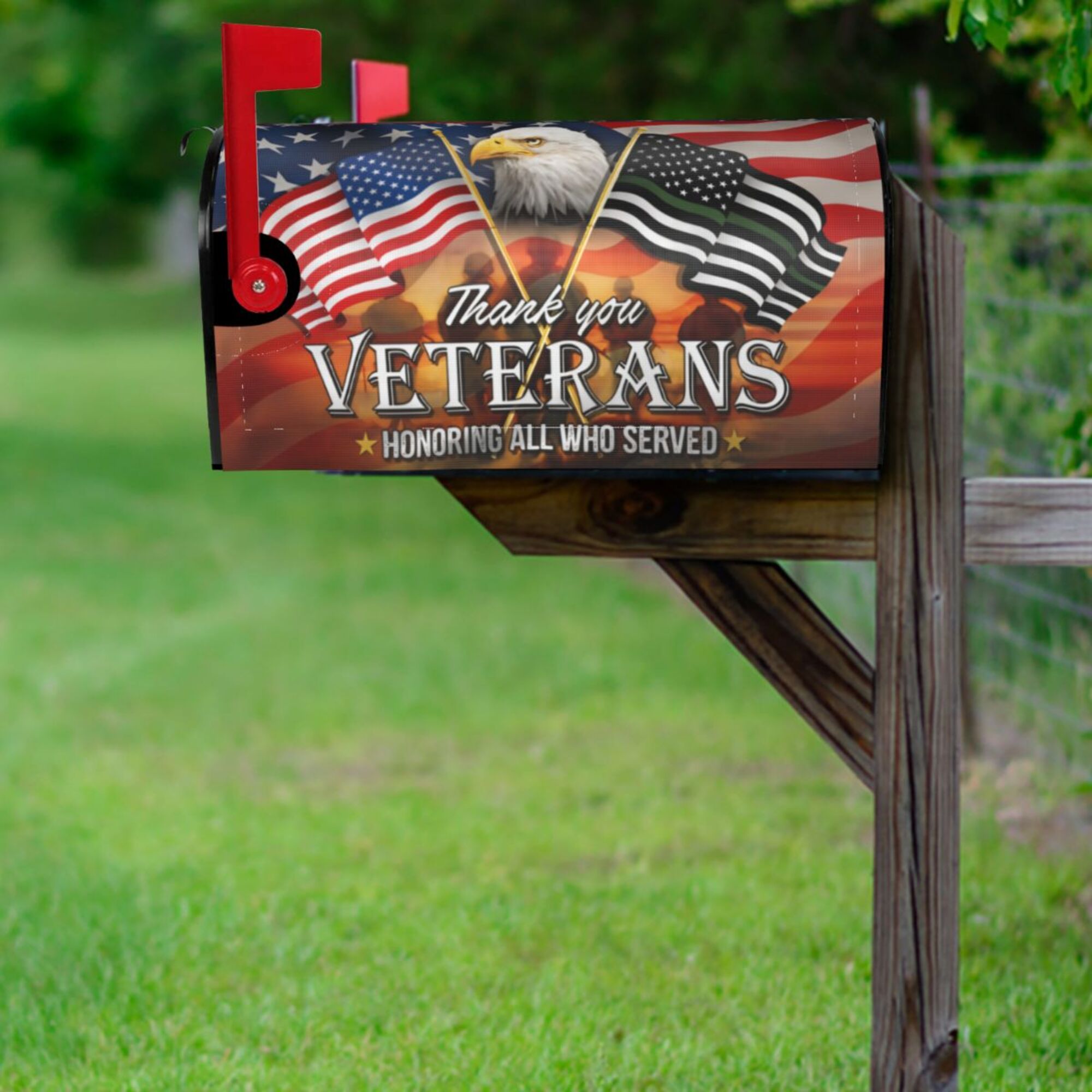 Thank You Veterans Memorial American Eagle Mailbox Cover
