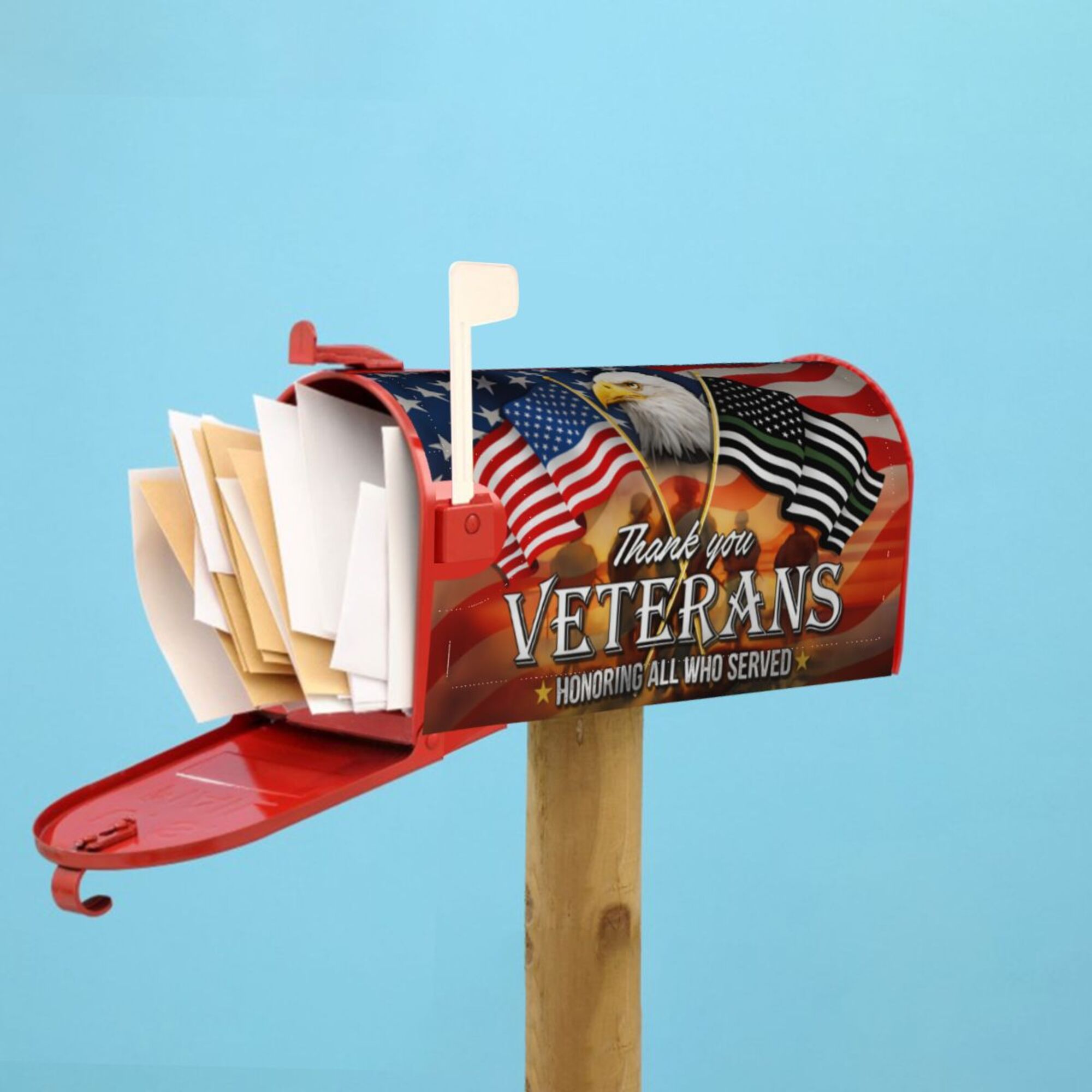 Thank You Veterans Memorial American Eagle Mailbox Cover