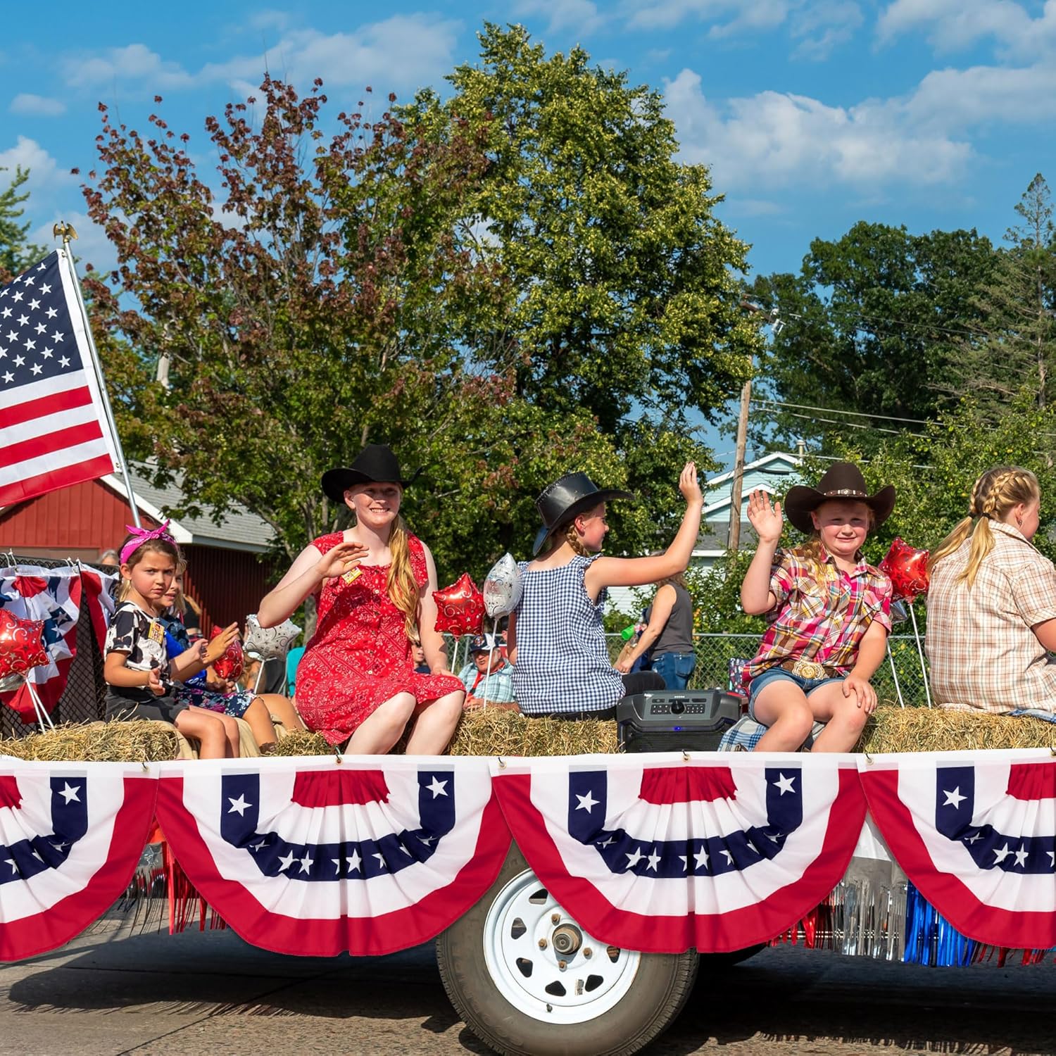 American Pleated Fan Flag USA Patriotic Half Fan Bunting Flag - 4th of July Decorations