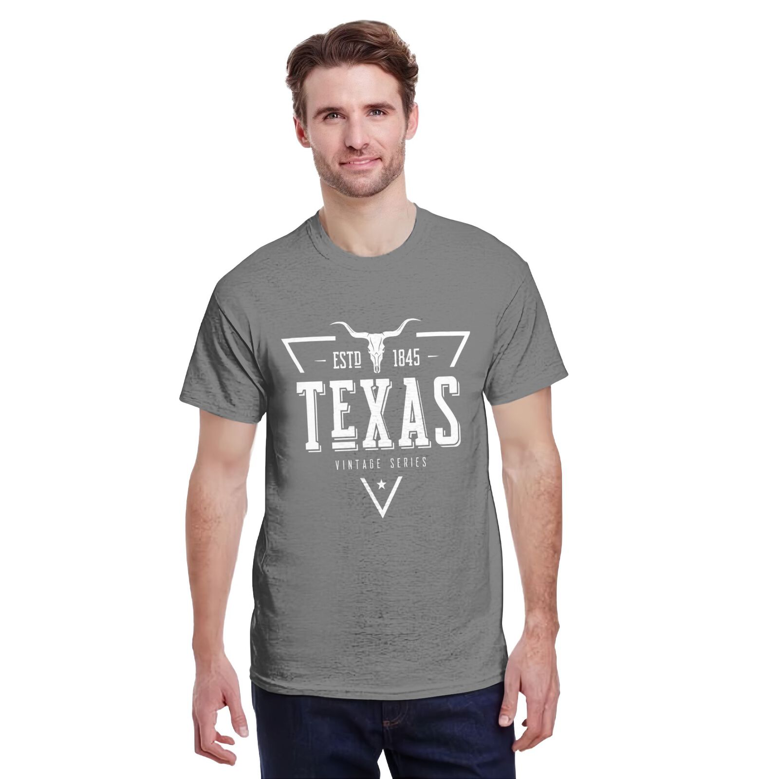 Texas ESTD 1845 T-Shirt 100% Cotton Crew Neck Short Sleeve T-Shirt Vintage Series CULTSTV302