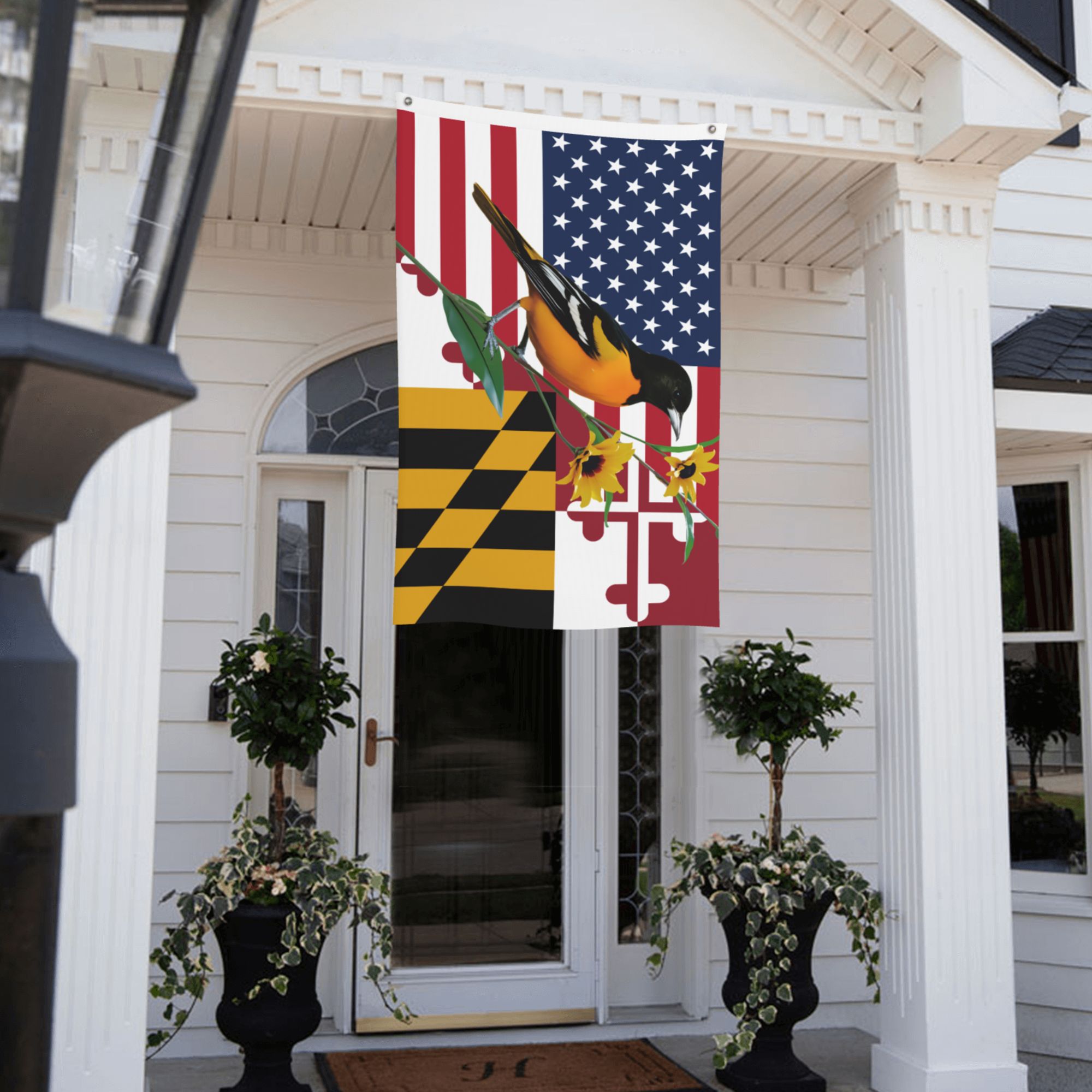 Maryland Grommet Flag Baltimore Oriole And Black-eyed Susan American Flag MDBOBES