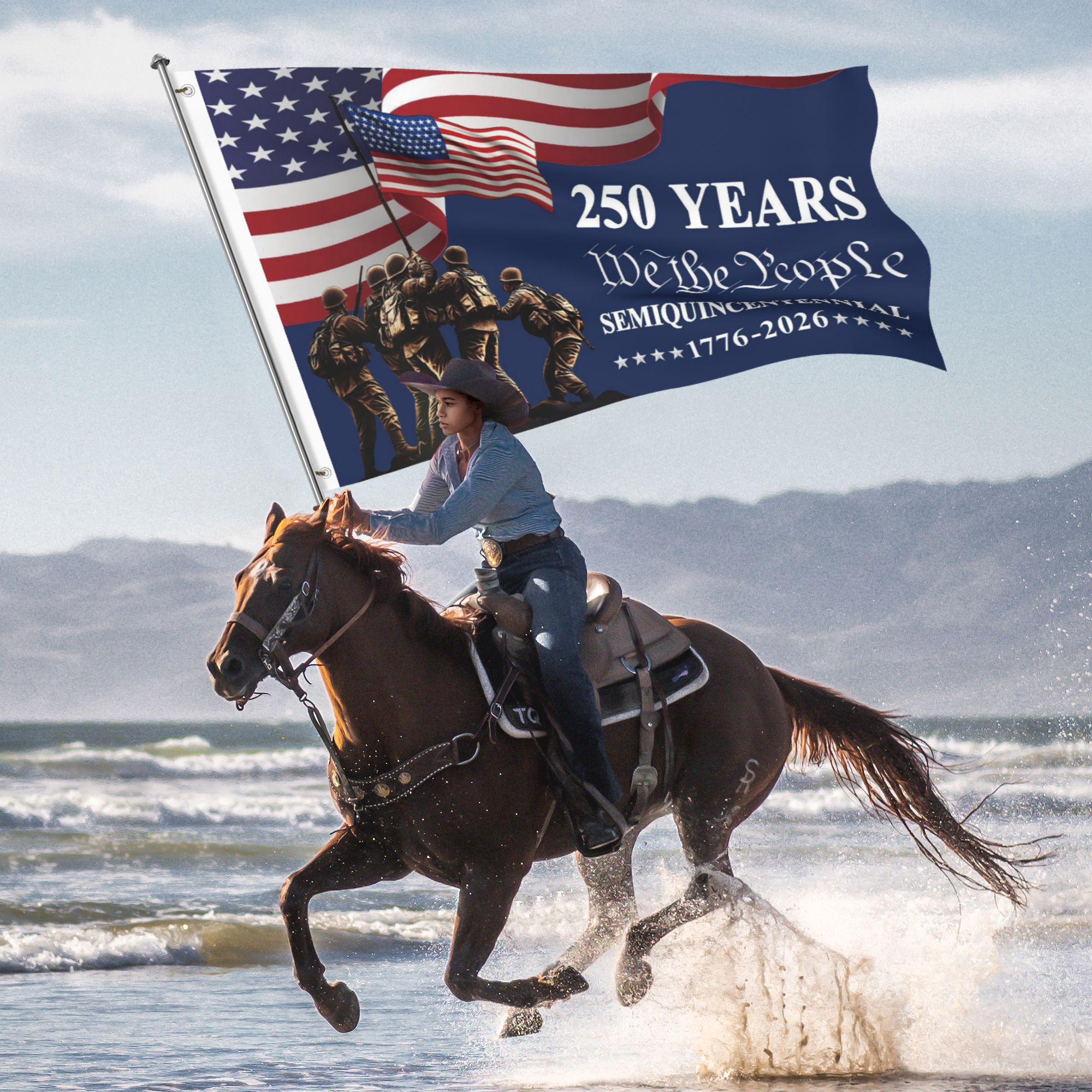 American 250 Years Semiquincentennial Grommet Flag - We The People 1776-2026 USYWATP