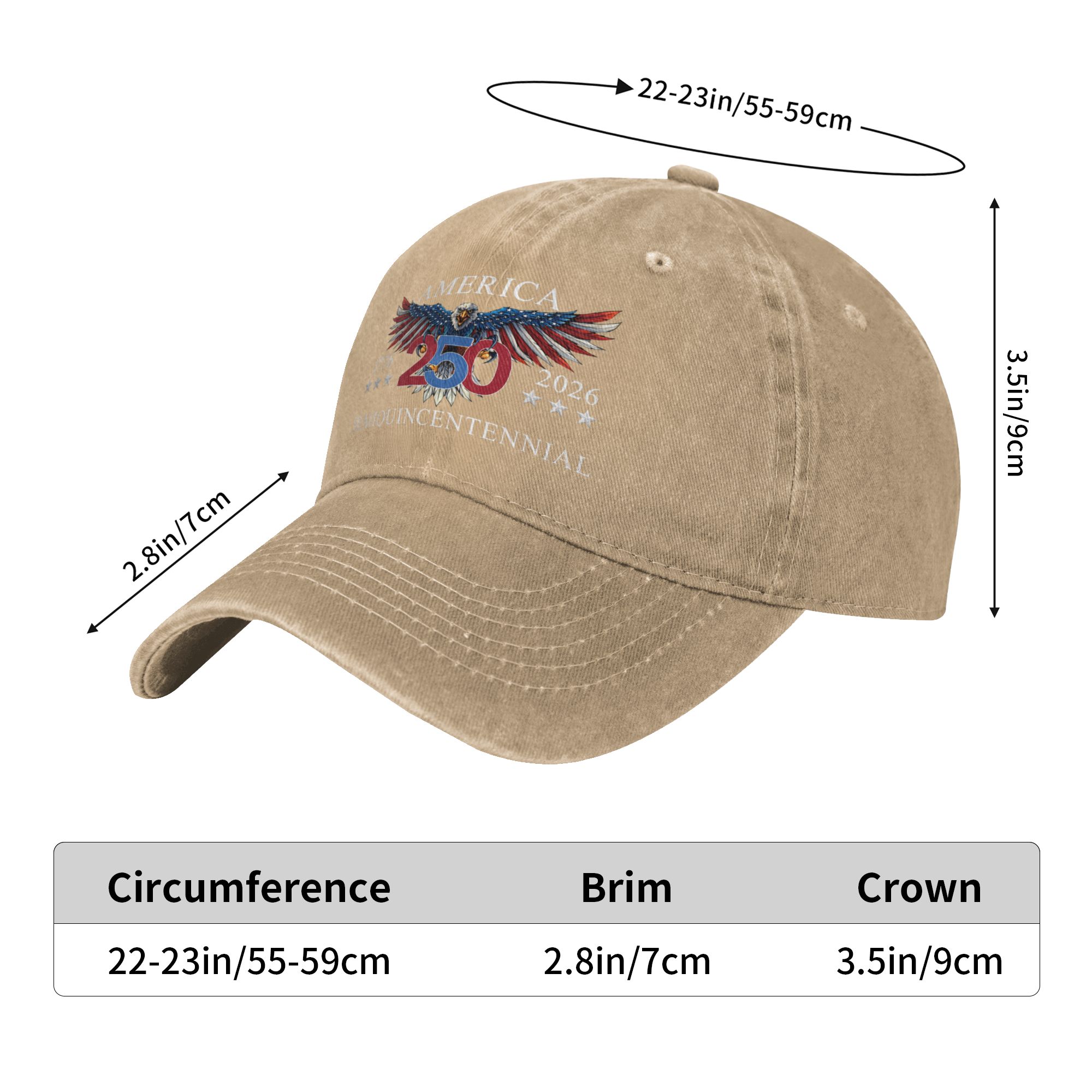 America 250th Anniversary Patriotic Eagle Baseball Cap 1776–2026 Semiquincentennial Vintage Unisex Hat