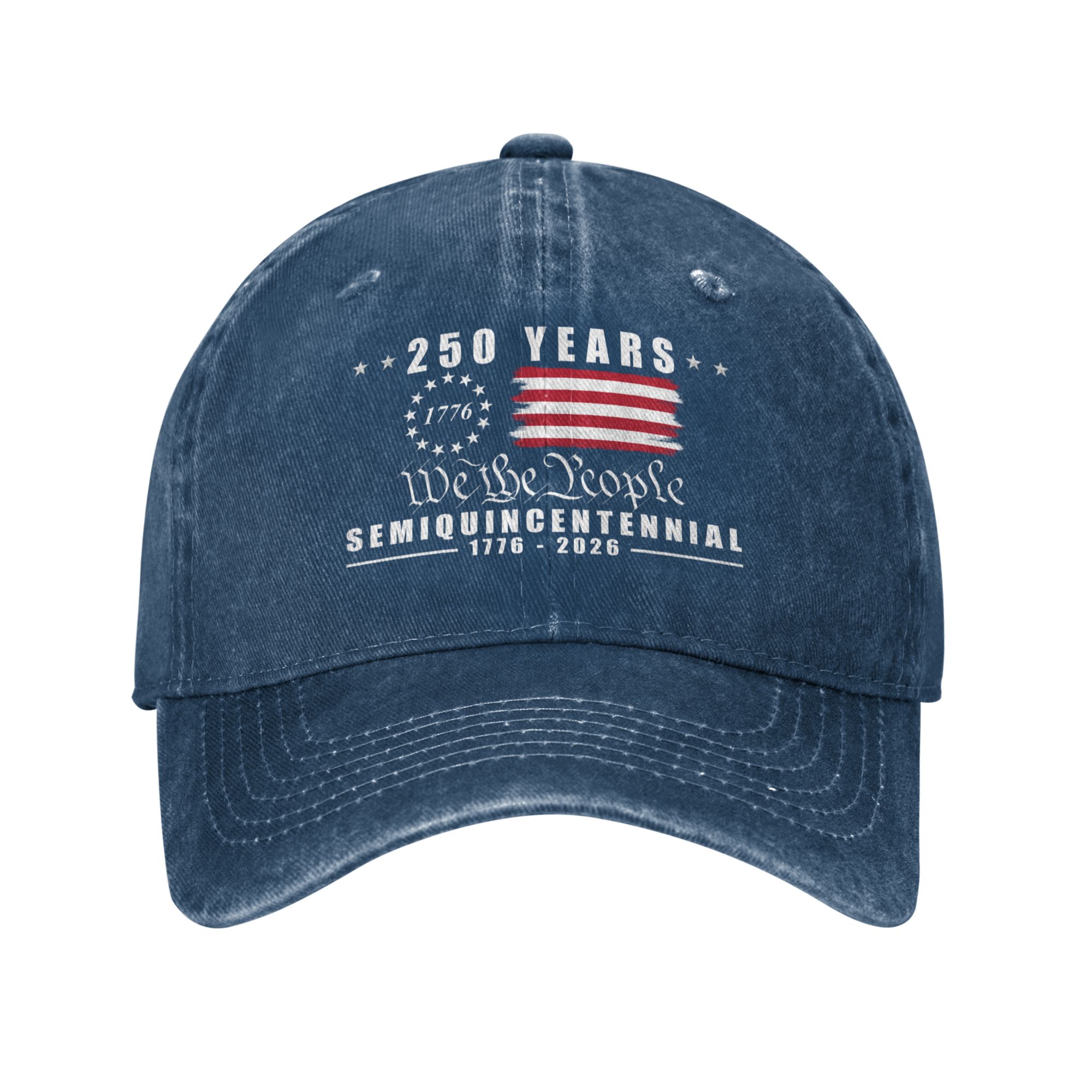America 250th Anniversary Flag Baseball Cap "We The People" 1776–2026 Semiquincentennial Unisex Vintage Dad Hat