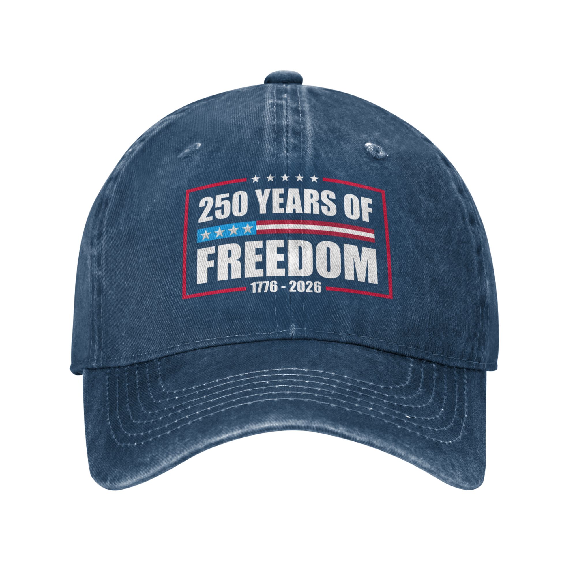 250 Years of Freedom Baseball Cap USA 250th Anniversary 1776–2026 Semiquincentennial Unisex Dad Vintage Hat