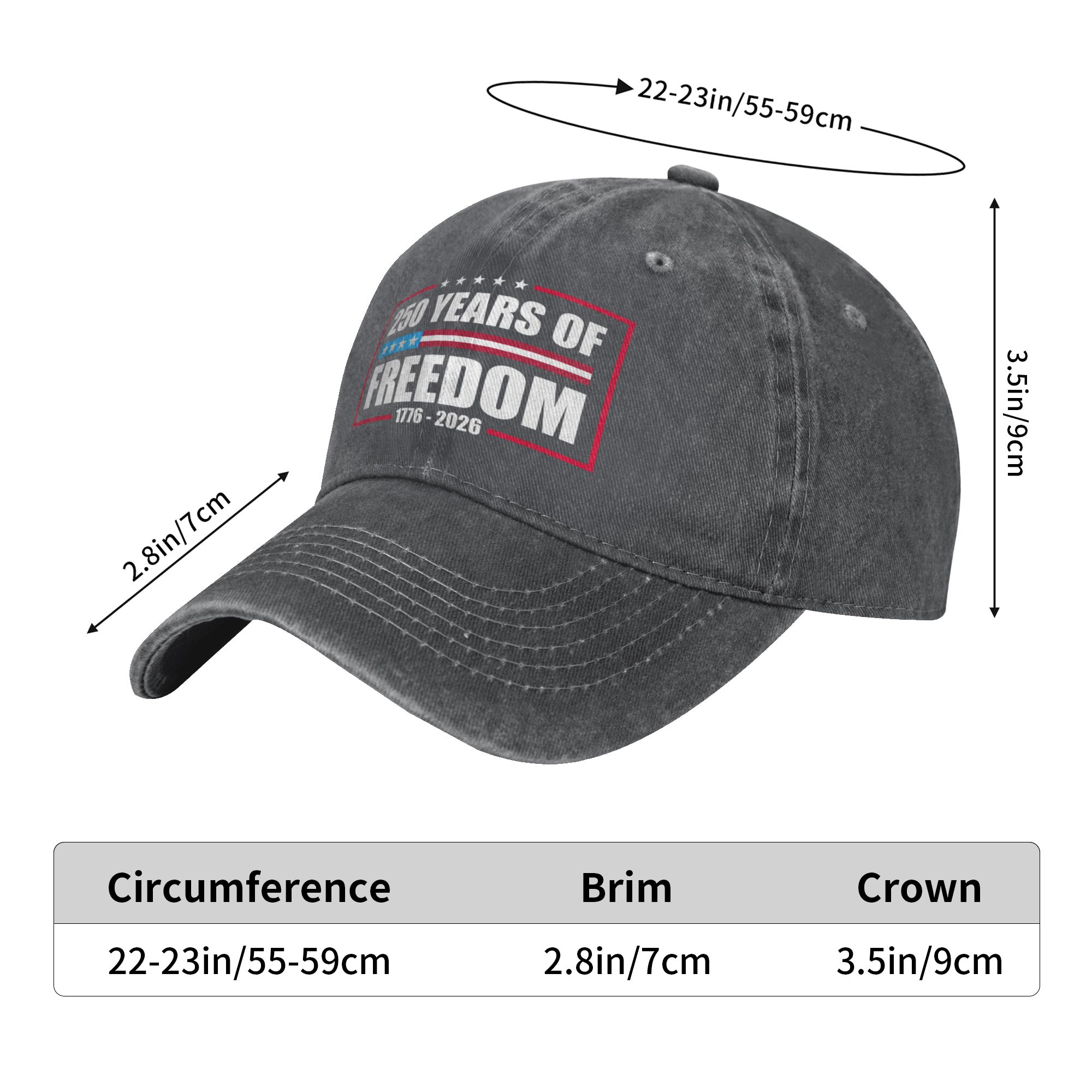 250 Years of Freedom Baseball Cap USA 250th Anniversary 1776–2026 Semiquincentennial Unisex Dad Vintage Hat
