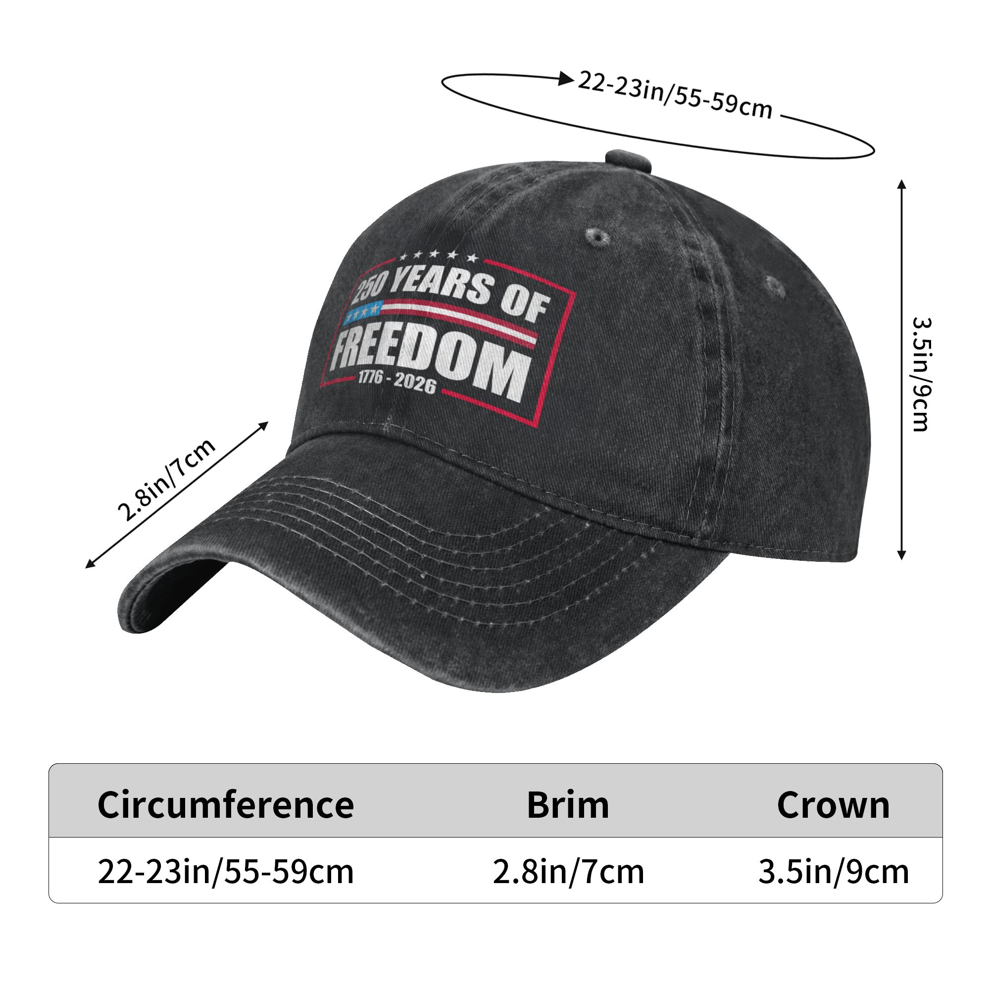 250 Years of Freedom Baseball Cap USA 250th Anniversary 1776–2026 Semiquincentennial Unisex Dad Vintage Hat
