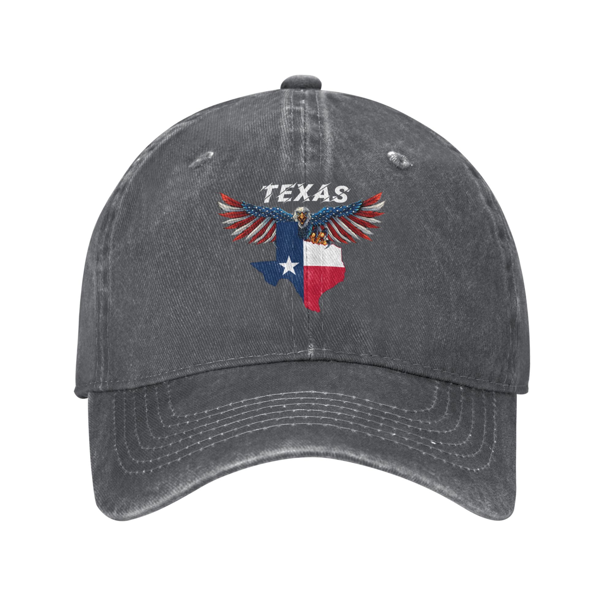 Texas State Map Eagle Patriotic Baseball Cap - Vintage Dad Hat Unisex 