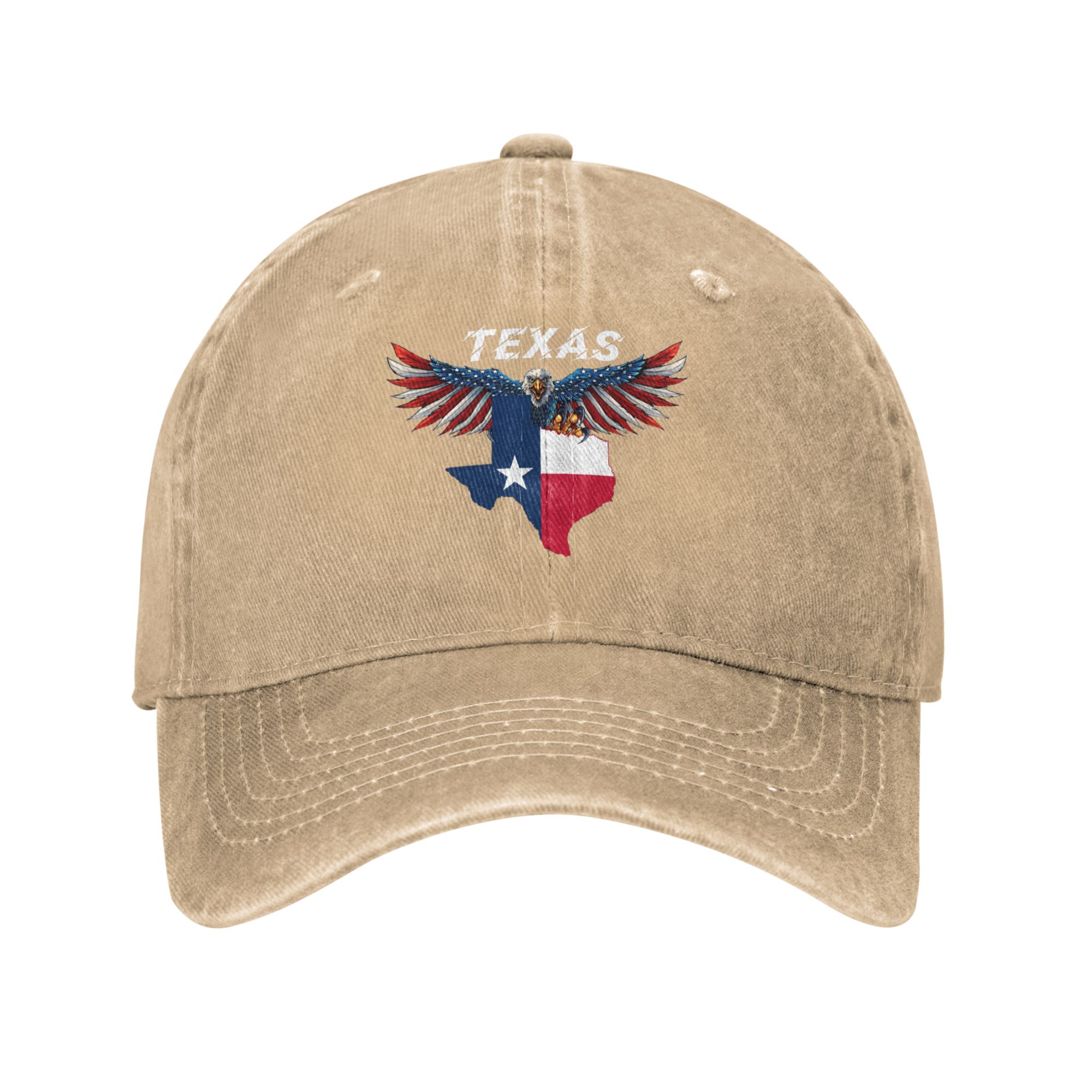 Texas State Map Eagle Patriotic Baseball Cap - Vintage Dad Hat Unisex 