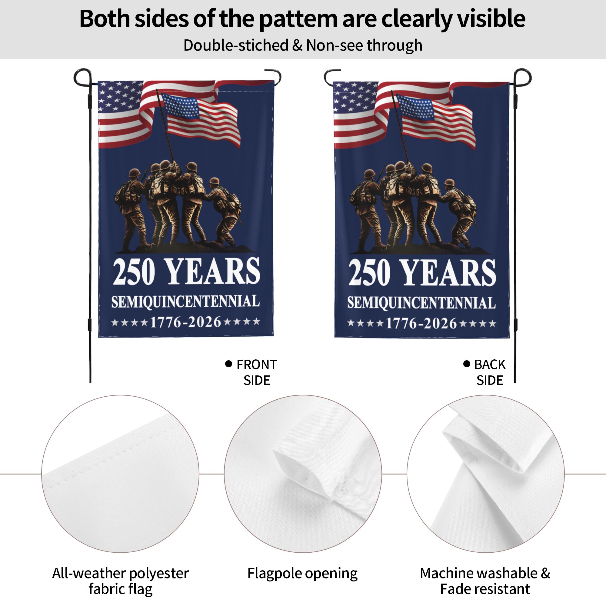 USA 250 Years Garden Flag – Double-Sided Patriotic Yard Banner | Semiquincentennial 1776–2026