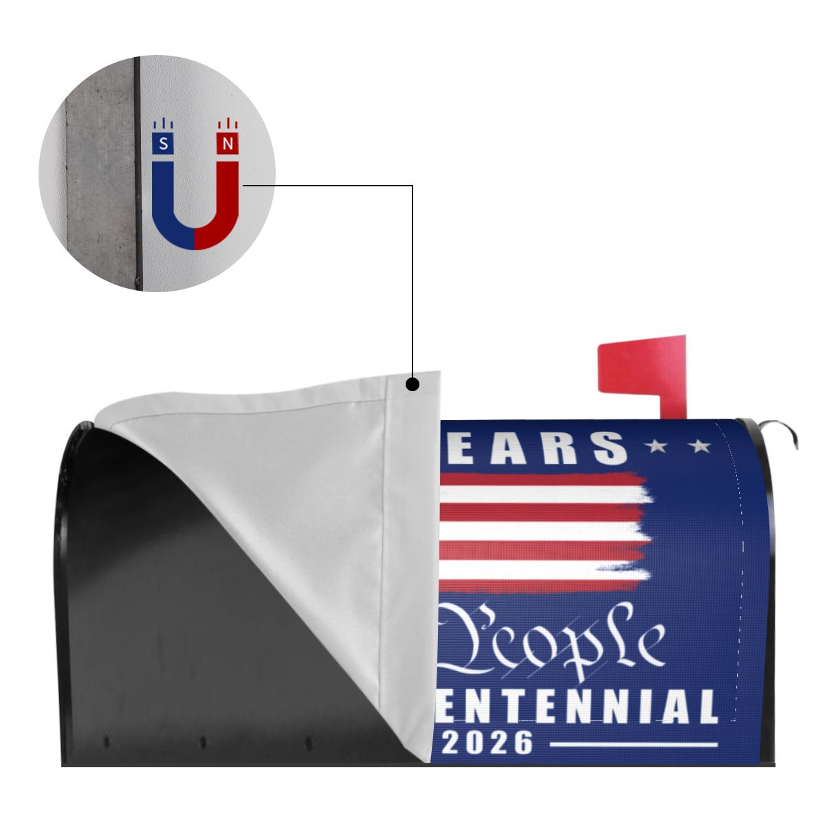 American 250 Years Semiquincentennial Mailbox Cover - We The People 1776-2026 13 Stars