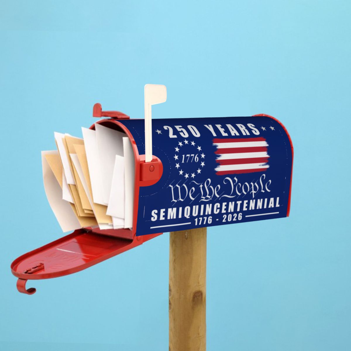 American 250 Years Semiquincentennial Mailbox Cover - We The People 1776-2026 13 Stars
