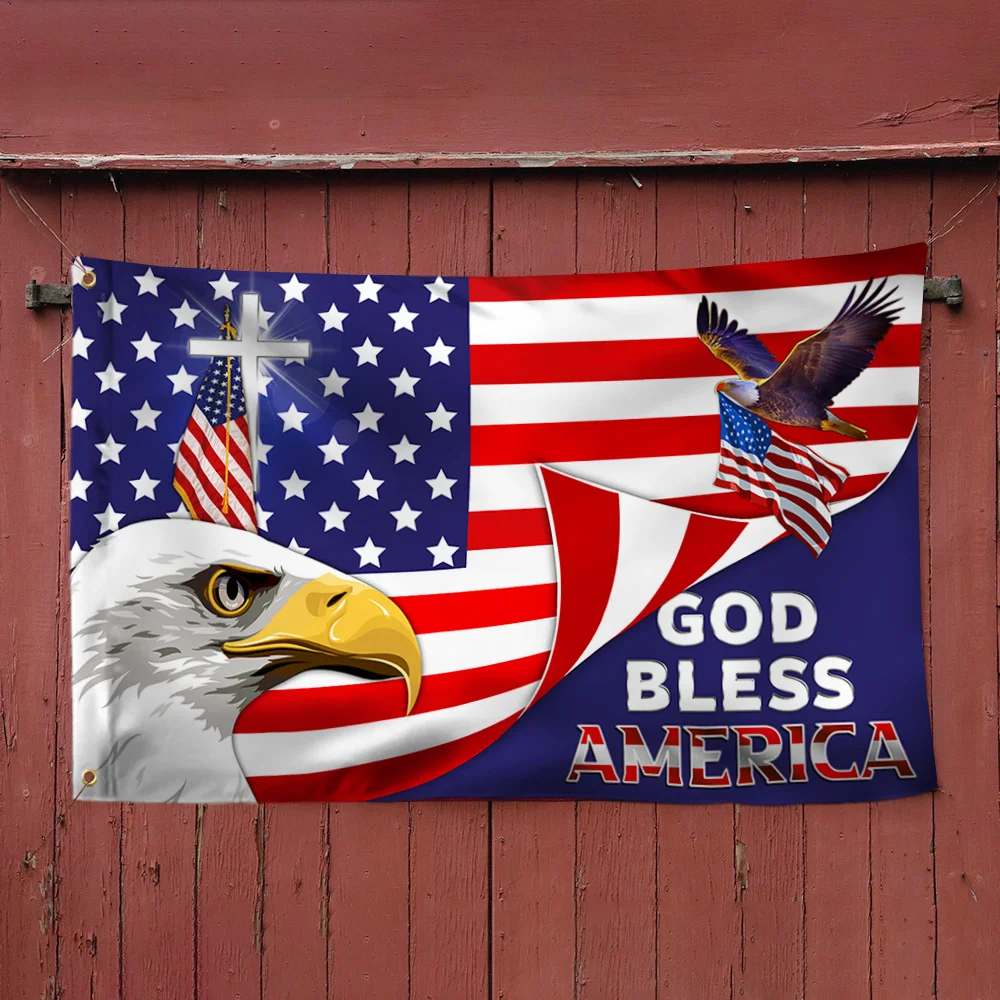 God Bless America Eagle Grommet Flag CUL701GF