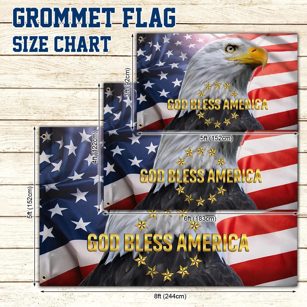 God Bless America Patriotic Eagle Grommet Flag CUL432GF