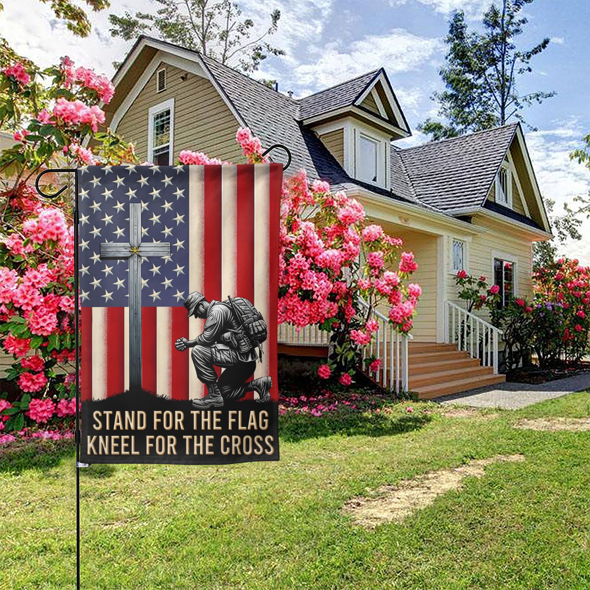 American Veteran Flag With Cross Veteran Day Christ Flag Stand For The Flag Kneel For The Cross