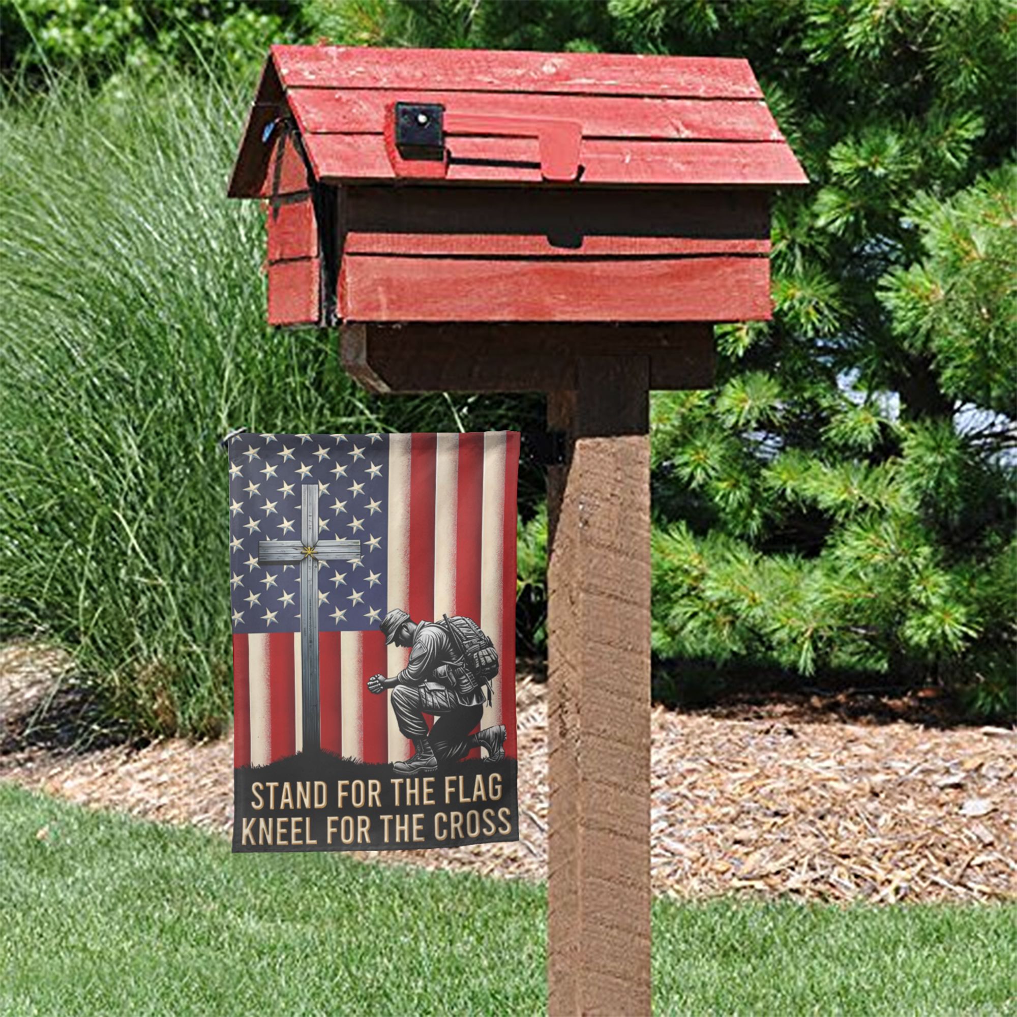 American Veteran Flag With Cross Veteran Day Christ Flag Stand For The Flag Kneel For The Cross