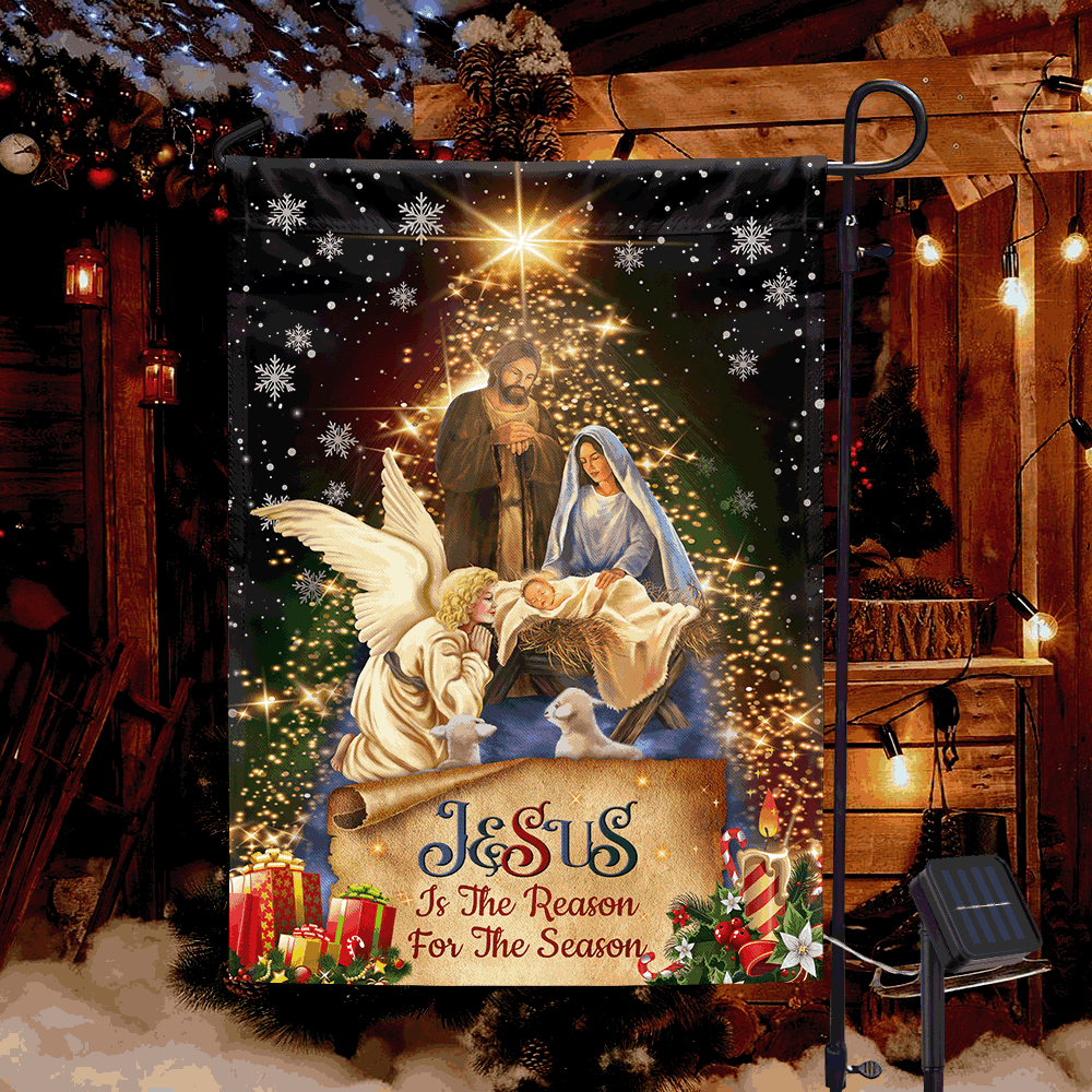 Jesus Christmas Solar LED Garden Flag Jesus Is The Reason For The Season CUL571