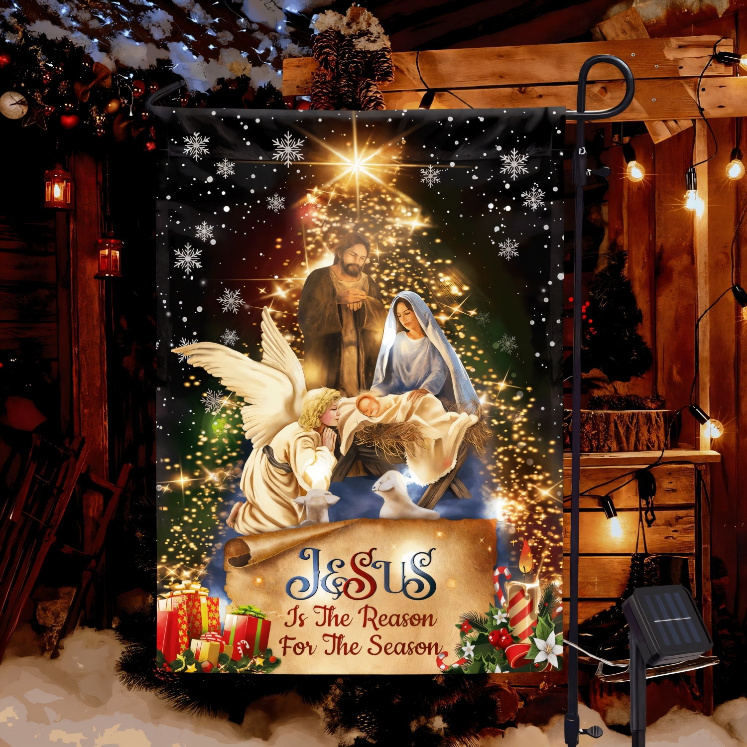 Snowman Christmas Solar LED Holiday Winter Garden Flag CUL4836