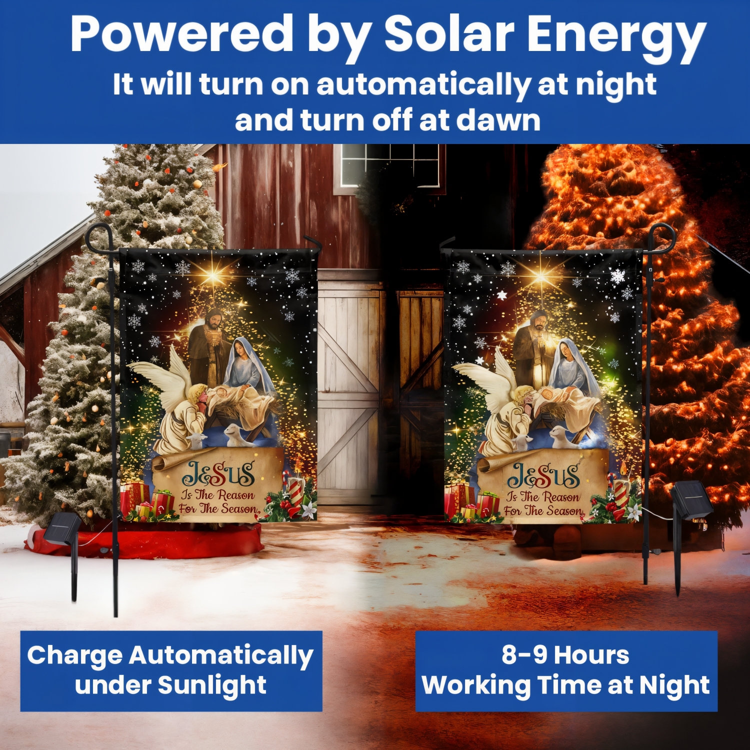 Snowman Christmas Solar LED Holiday Winter Garden Flag CUL4836