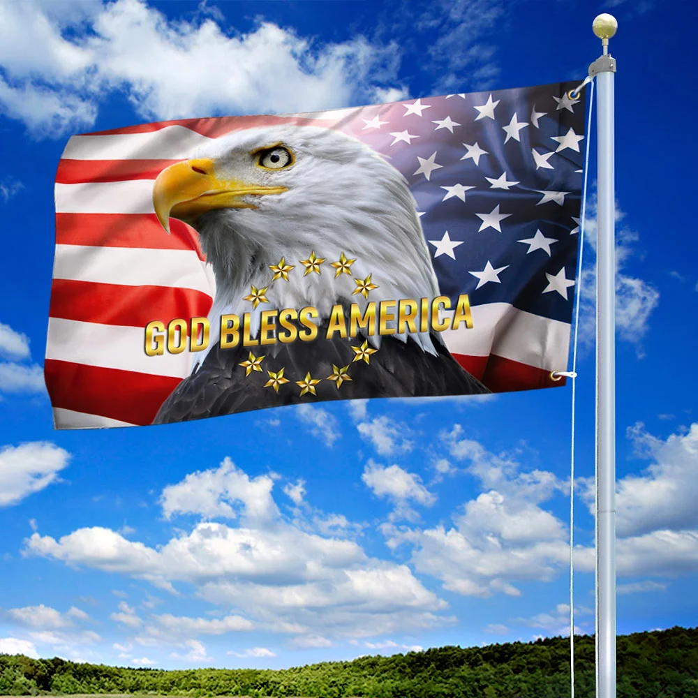 God Bless America Patriotic Eagle Grommet Flag CUL432GF