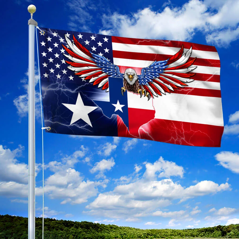 Texas American Eagle Lightning Grommet Flag CUL4582GF