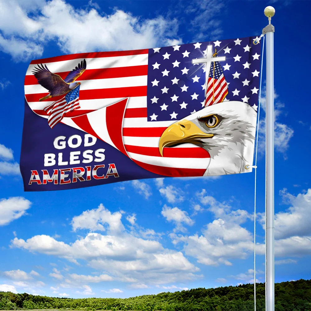 God Bless America Eagle Grommet Flag CUL701GF