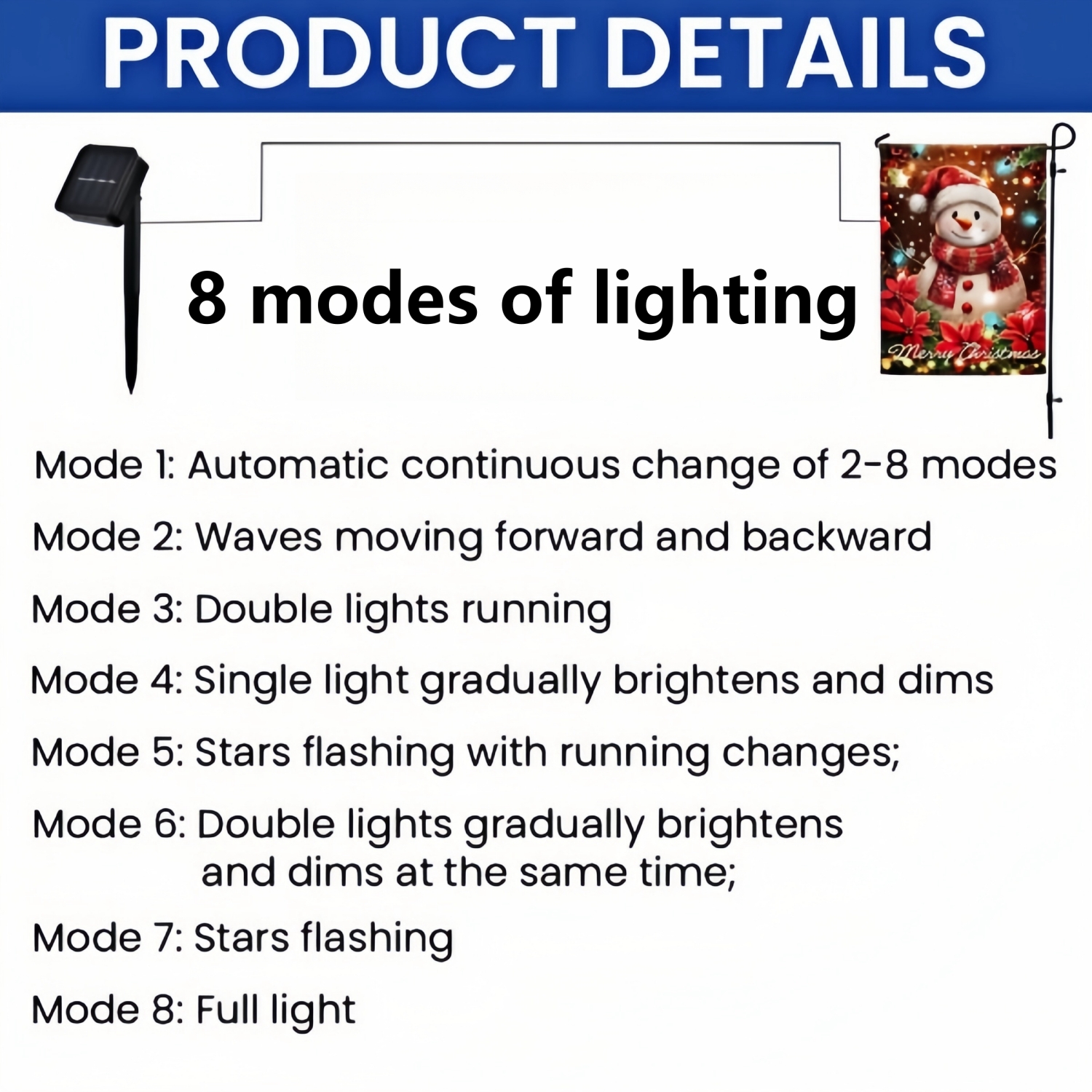 Snowman Christmas Solar LED Holiday Winter Garden Flag CUL4836