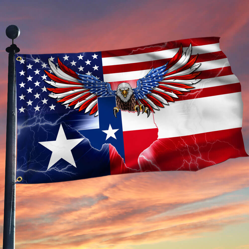 Texas American Eagle Lightning Grommet Flag CUL4582GF