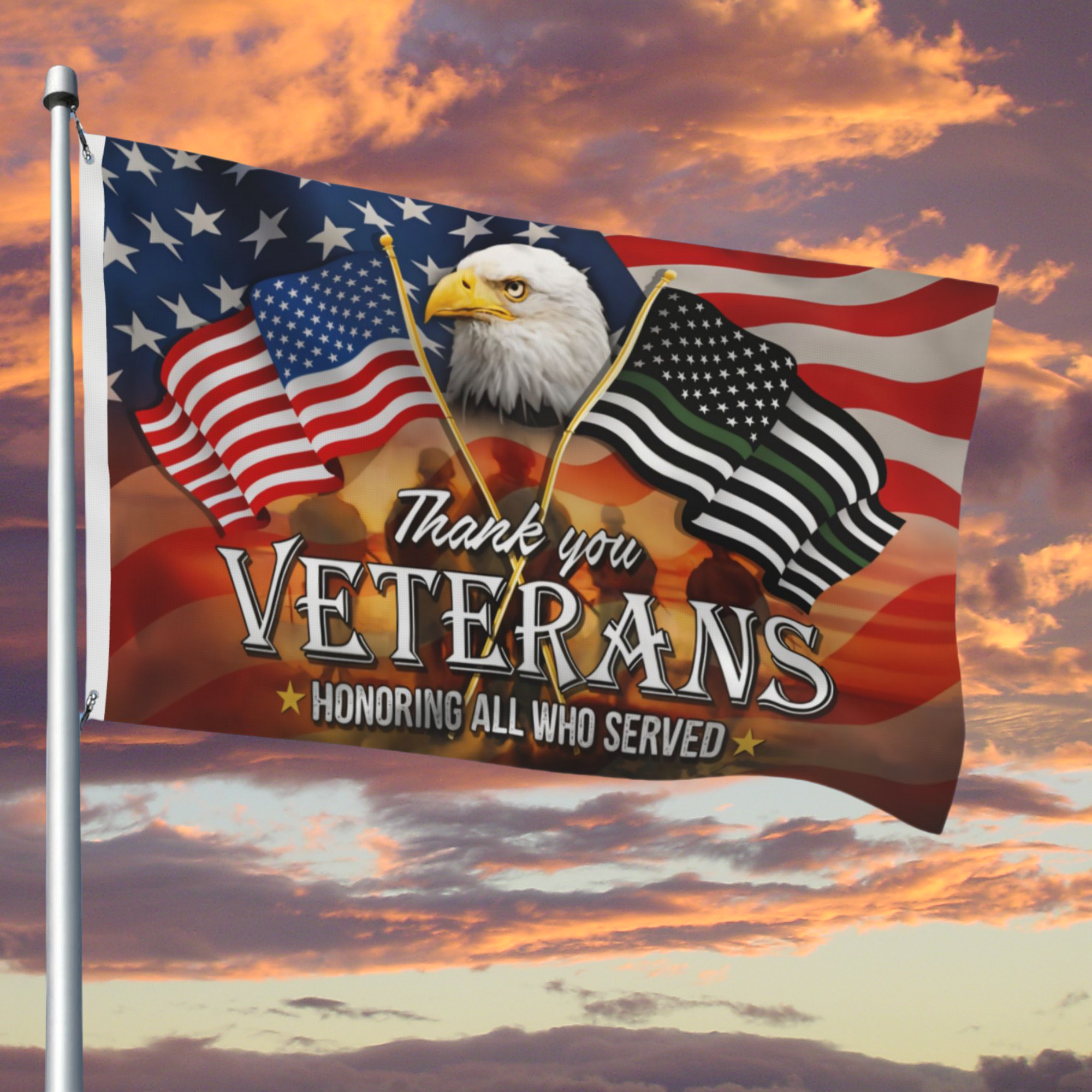 Thank You Veterans, Memorial American Eagle Flag TPT66GFv1CT