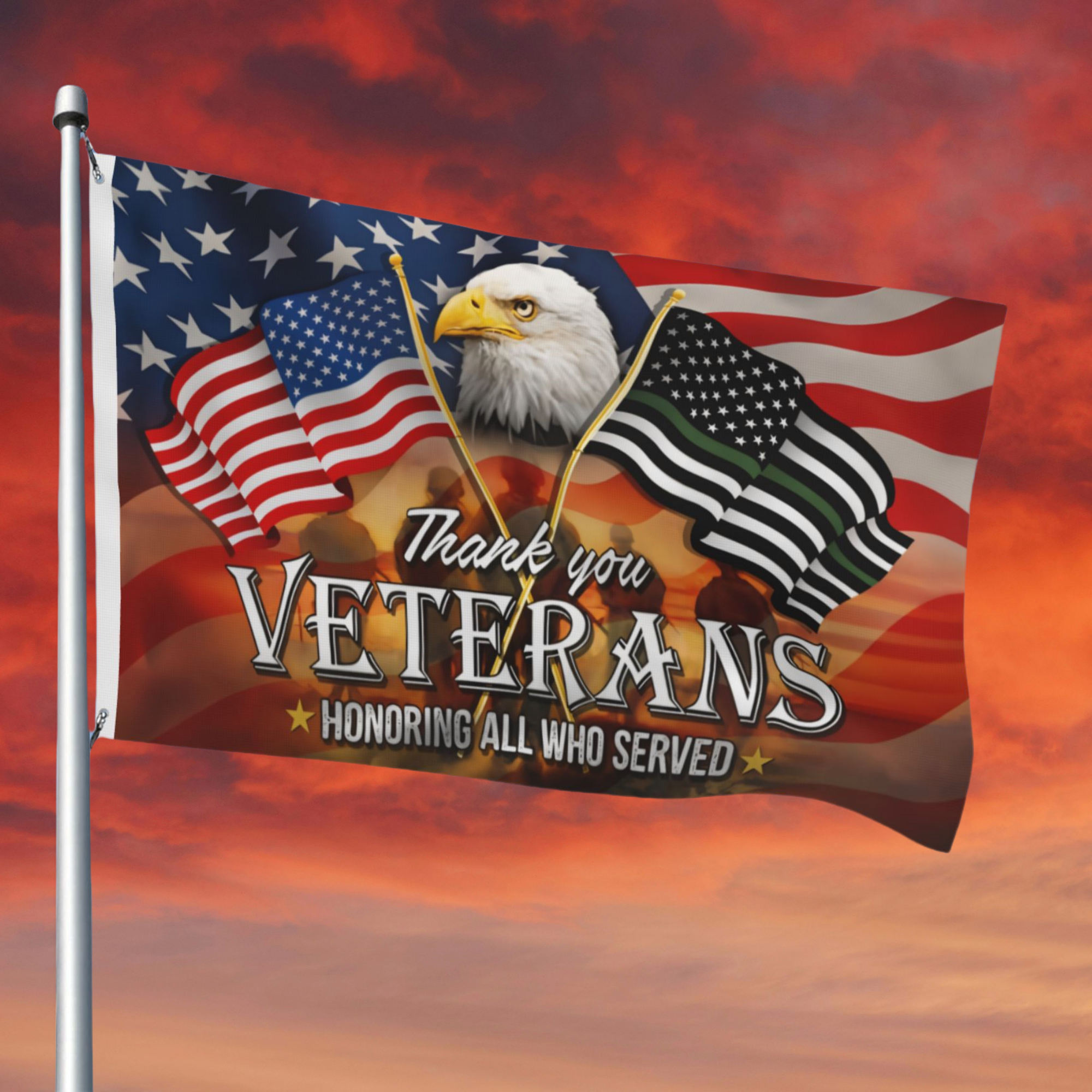 Thank You Veterans, Memorial American Eagle Flag TPT66GFv1CT