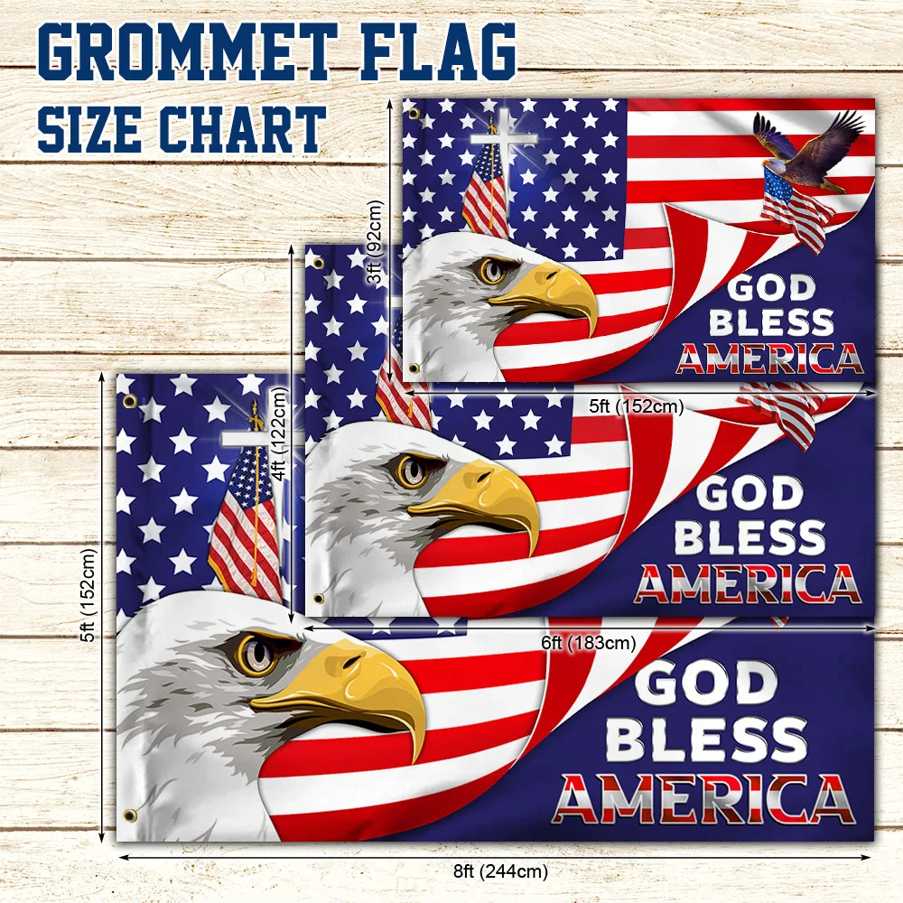 God Bless America Eagle Grommet Flag CUL701GF