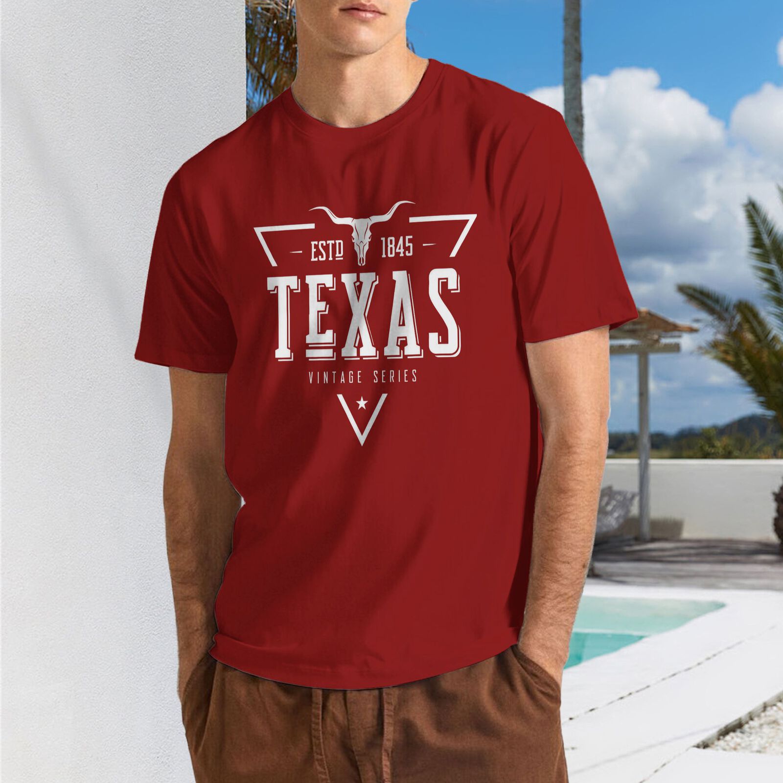 Texas ESTD 1845 T-Shirt 100% Cotton Crew Neck Short Sleeve T-Shirt Vintage Series CULTSTV302