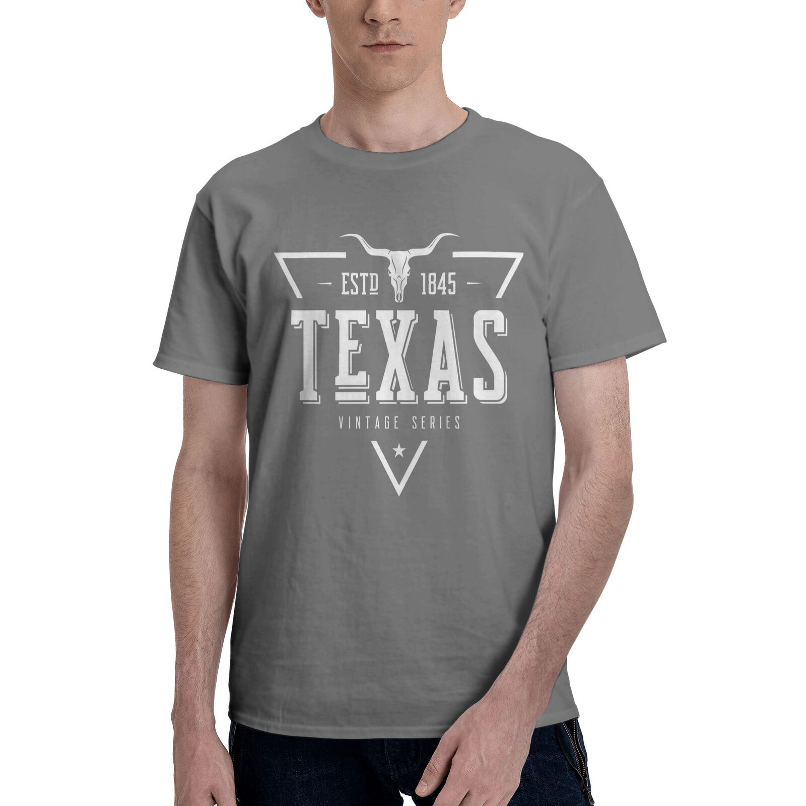 Texas ESTD 1845 T-Shirt 100% Cotton Crew Neck Short Sleeve T-Shirt Vintage Series CULTSTV302