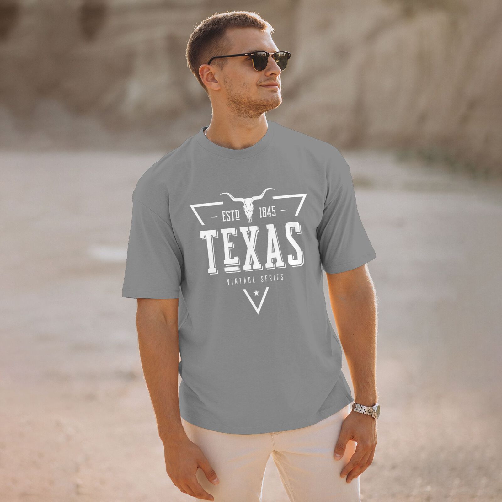 Texas ESTD 1845 T-Shirt 100% Cotton Crew Neck Short Sleeve T-Shirt Vintage Series CULTSTV302
