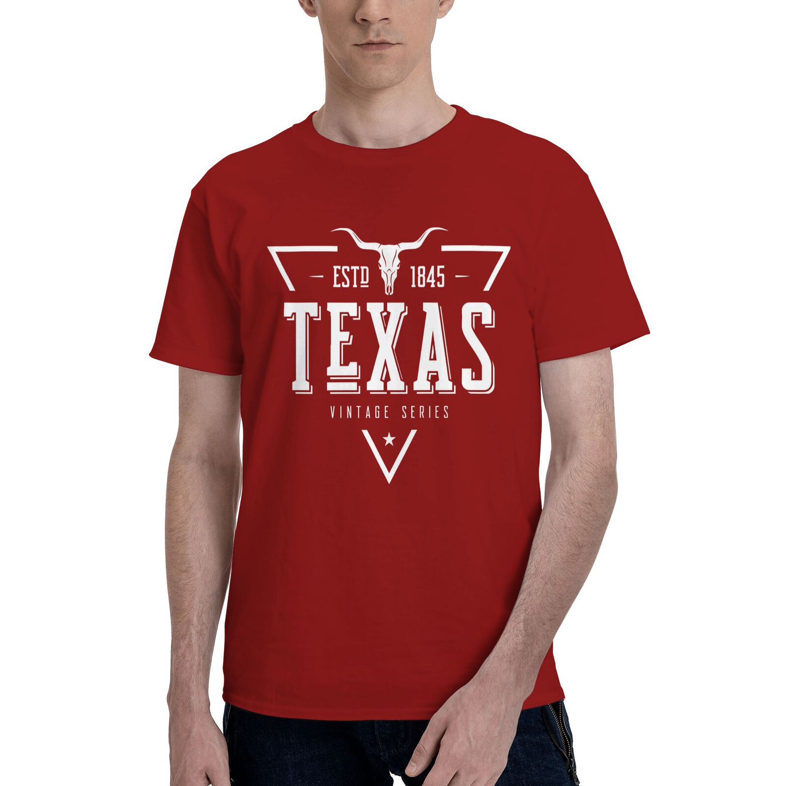 Texas ESTD 1845 T-Shirt 100% Cotton Crew Neck Short Sleeve T-Shirt Vintage Series CULTSTV302