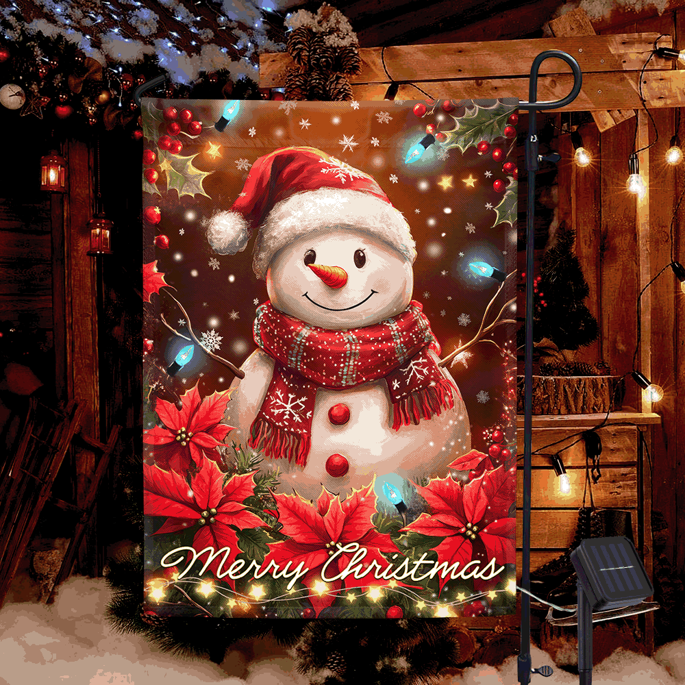 Snowman Christmas Solar LED Holiday Winter Garden Flag CUL4836