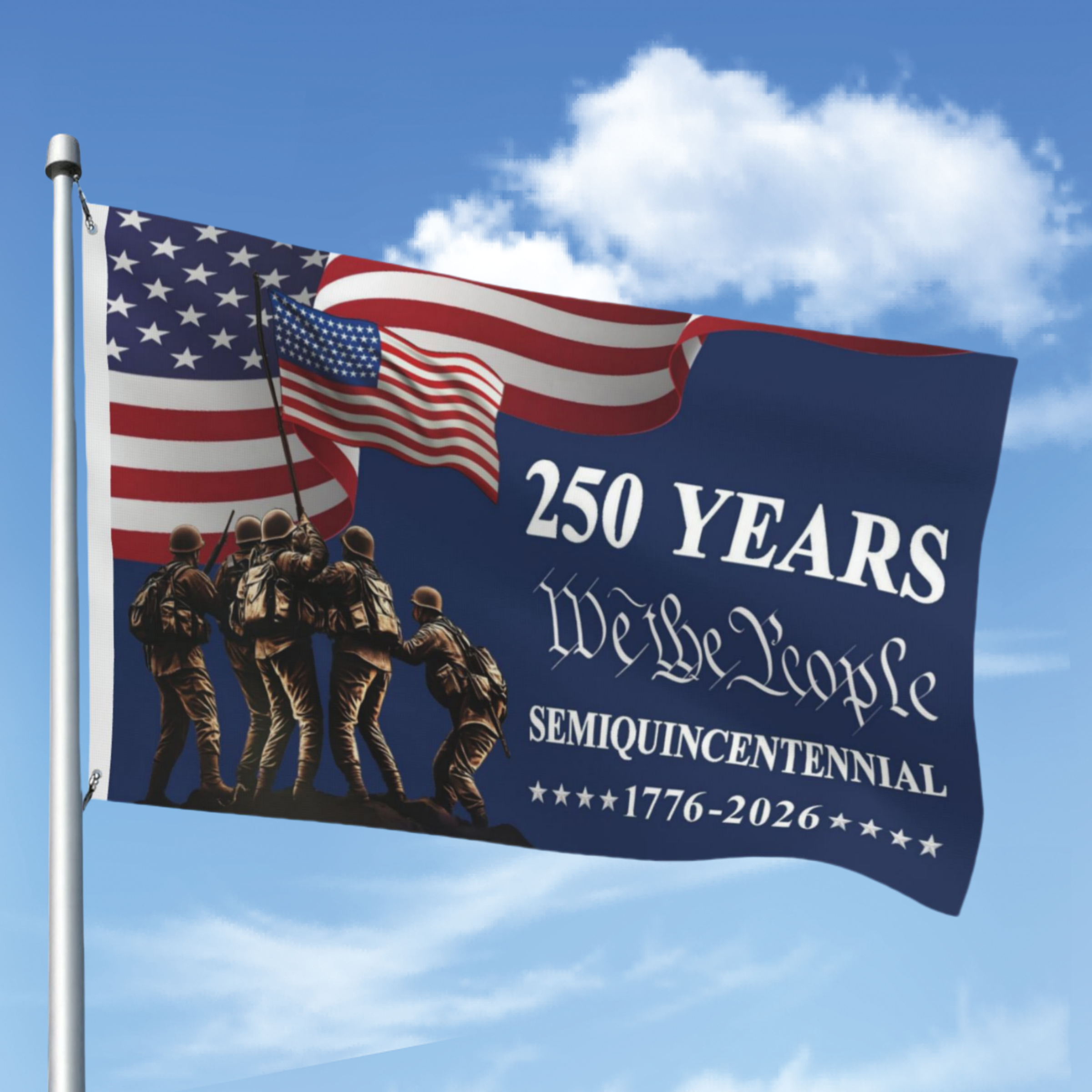 American 250 Years Semiquincentennial Grommet Flag - We The People 1776-2026 USYWATP