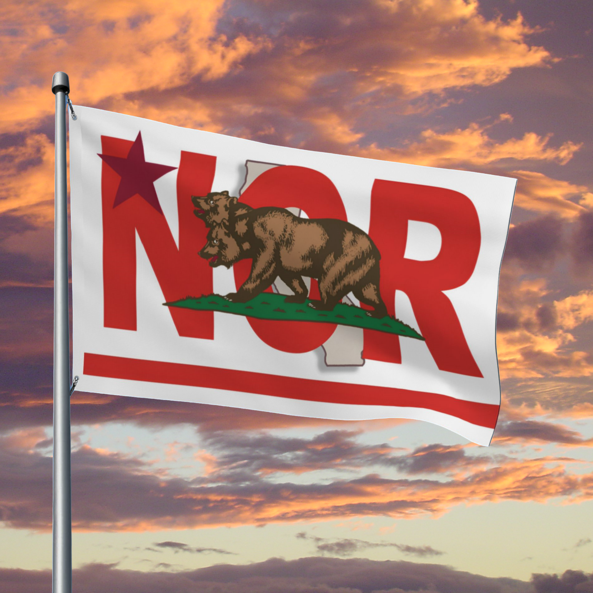 NCR Flag New California Republic Flag - Fallout Two Head Bear Flag