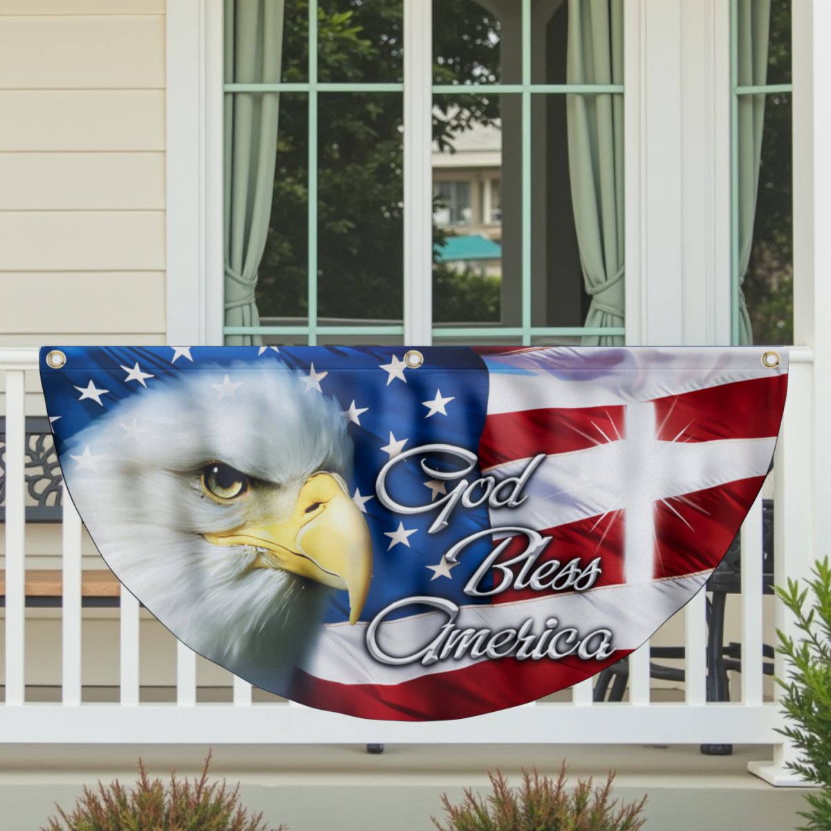 Patriotic Eagle Fan Flag - God Bless America Double-Sided Printed Flag MLN2625FL