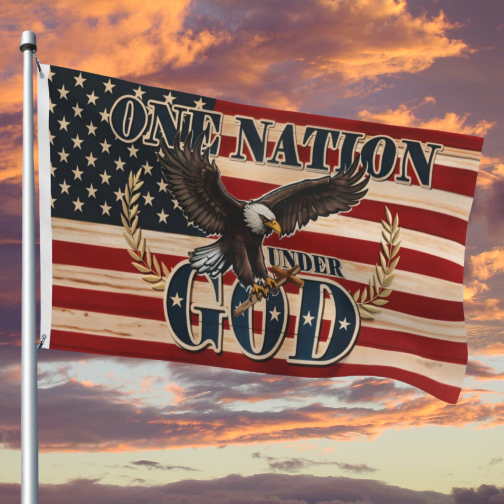 Patriotic Eagle Grommet Flag - One Nation Under God Double-Sided Printed Flag CULTQ35FD