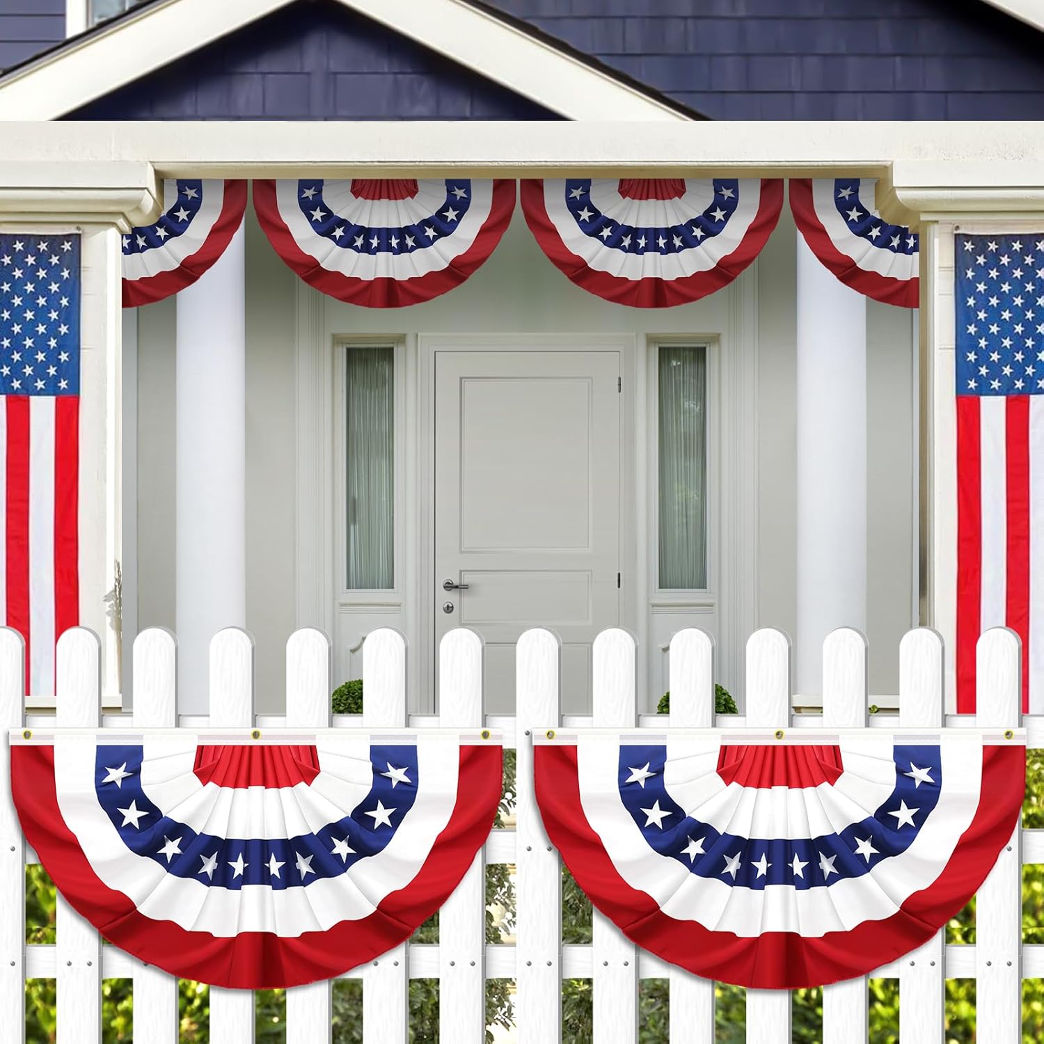 American Pleated Fan Flag USA Patriotic Half Fan Bunting Flag - 4th of July Decorations