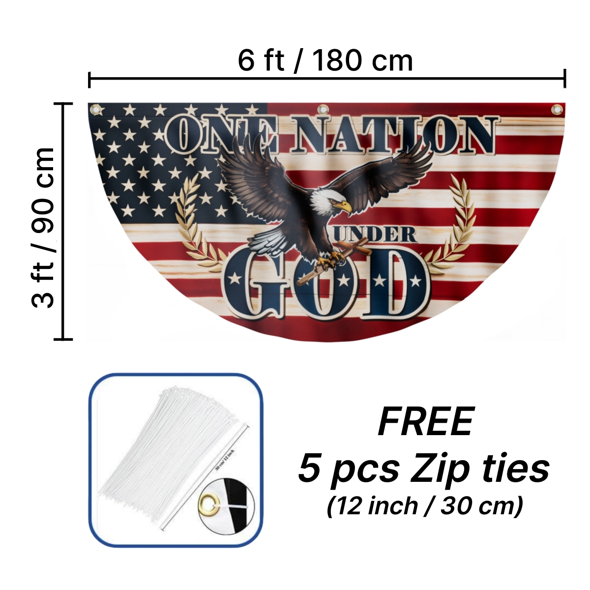 Soaring Patriotic Eagle Fan Flag - One Nation Under God Double-Sided Print Flag CULTQ9FD