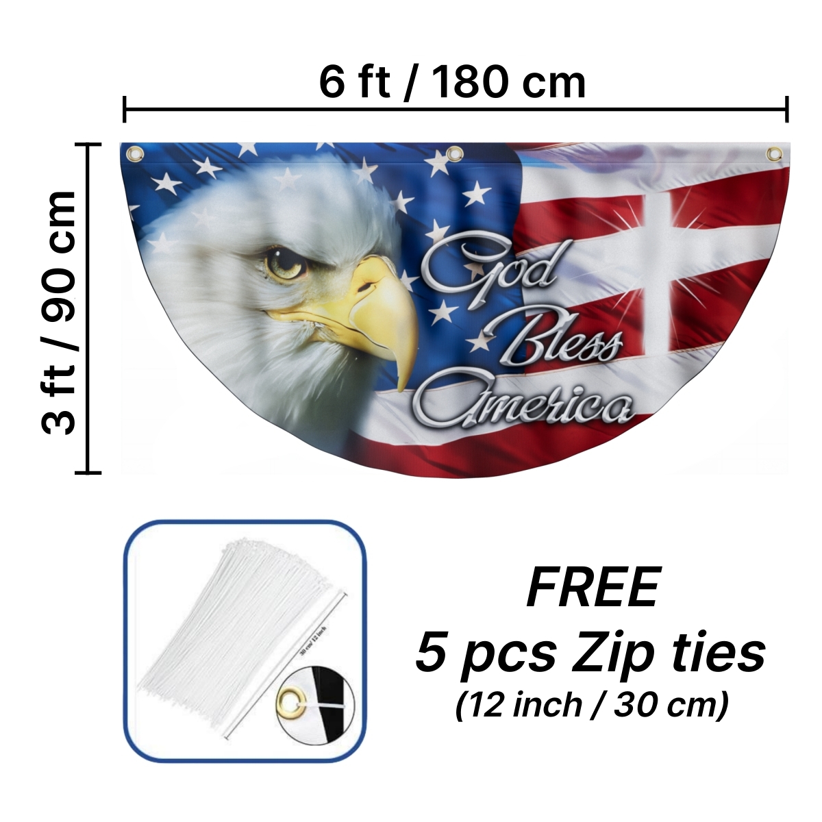 Patriotic Eagle Fan Flag - God Bless America Double-Sided Printed Flag MLN2625FL