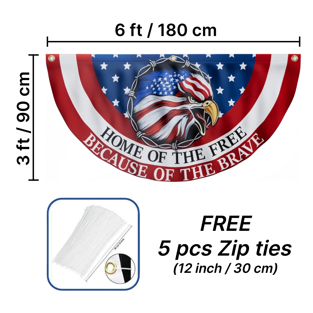 Patriotic Eagle Fan Flag - Home Of The Free Because Of The Brave Double-Sided Printed Flag CULT13FL