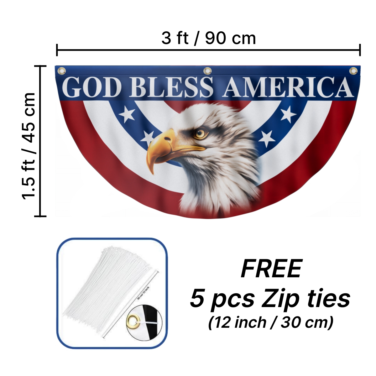 Patriotic Eagle Stars Fan Flag - God Bless America Double-Sided Printed Flag CULML45NFL