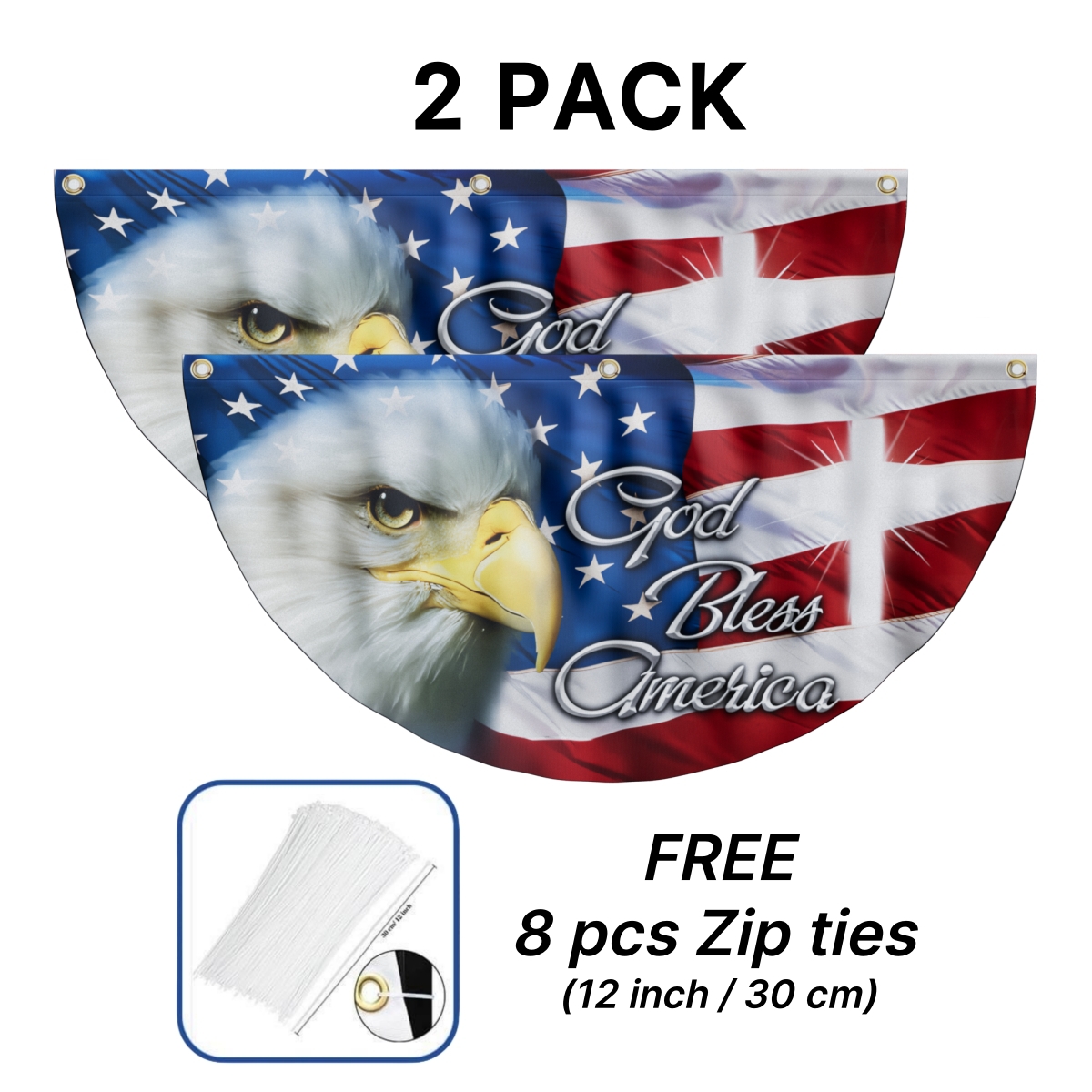 Patriotic Eagle Fan Flag - God Bless America Double-Sided Printed Flag MLN2625FL